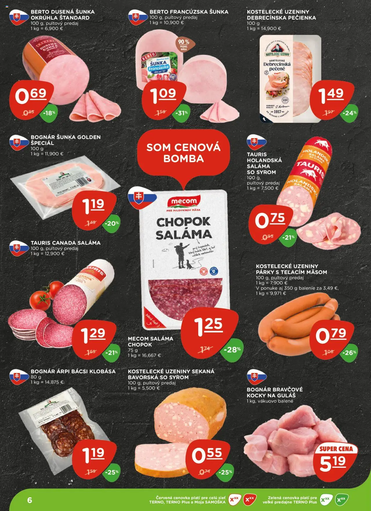 Terno leták │ platný od 19.06.2025 | Strana: 6 | Produkty: Saláma, Šunka, Klobása, Párky