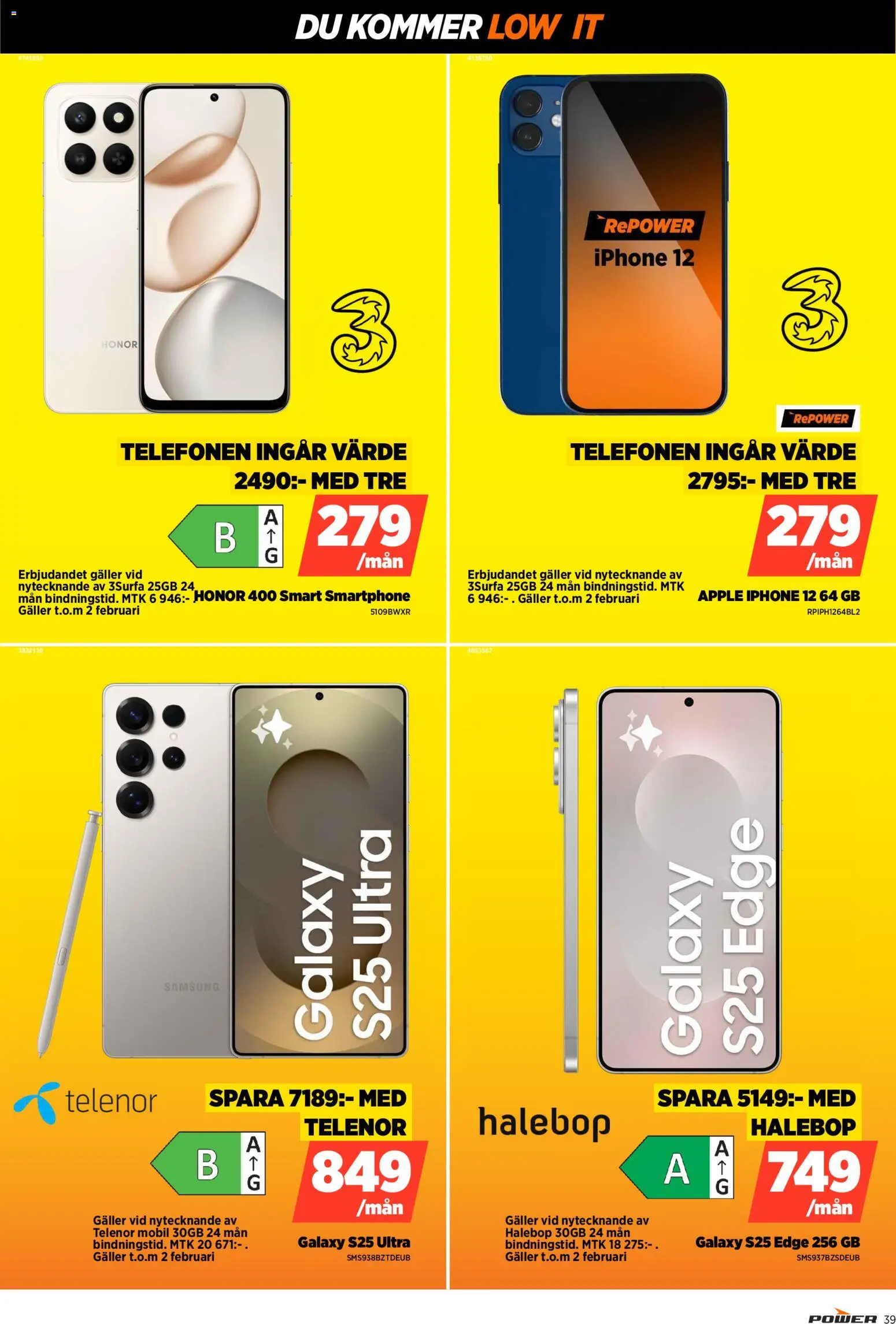 Power reklamblad aktuell från 26.01.2026 | Sida: 39 | Produkter: Galler, Äpple, Smartphone