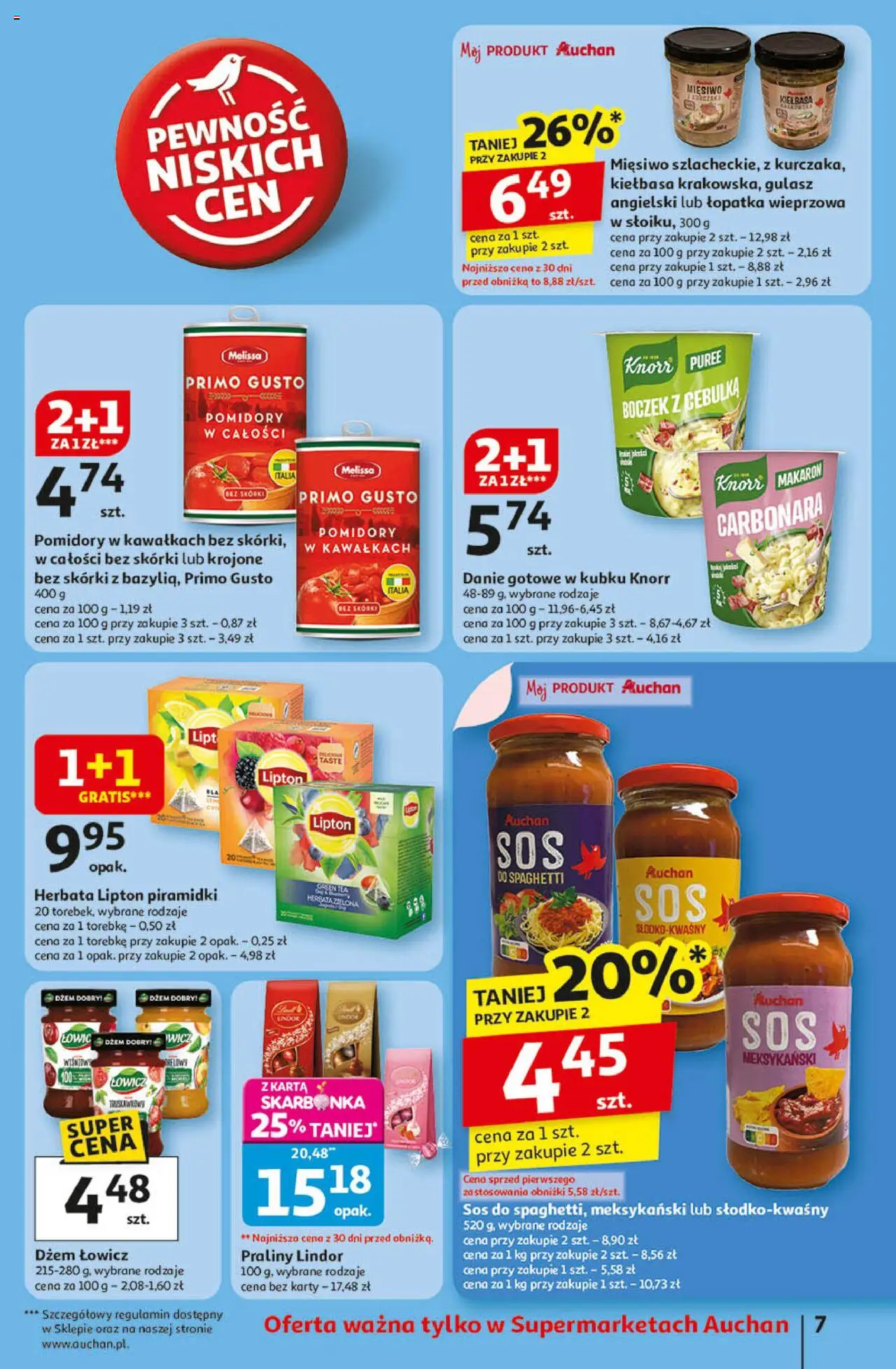 Auchan Gazetka od 18.09.2025 | Strona: 7 | Produkty: Boczek, Gulasz angielski, Herbata lipton, Pomidory