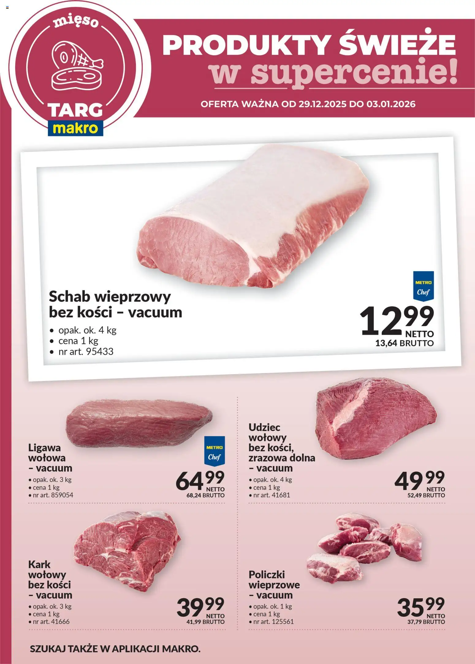 Makro Gazetka - Produkty świeże w supercenie od 29.12.2025 | Strona: 1 | Produkty: Schab, Mięso, Schab wieprzowy