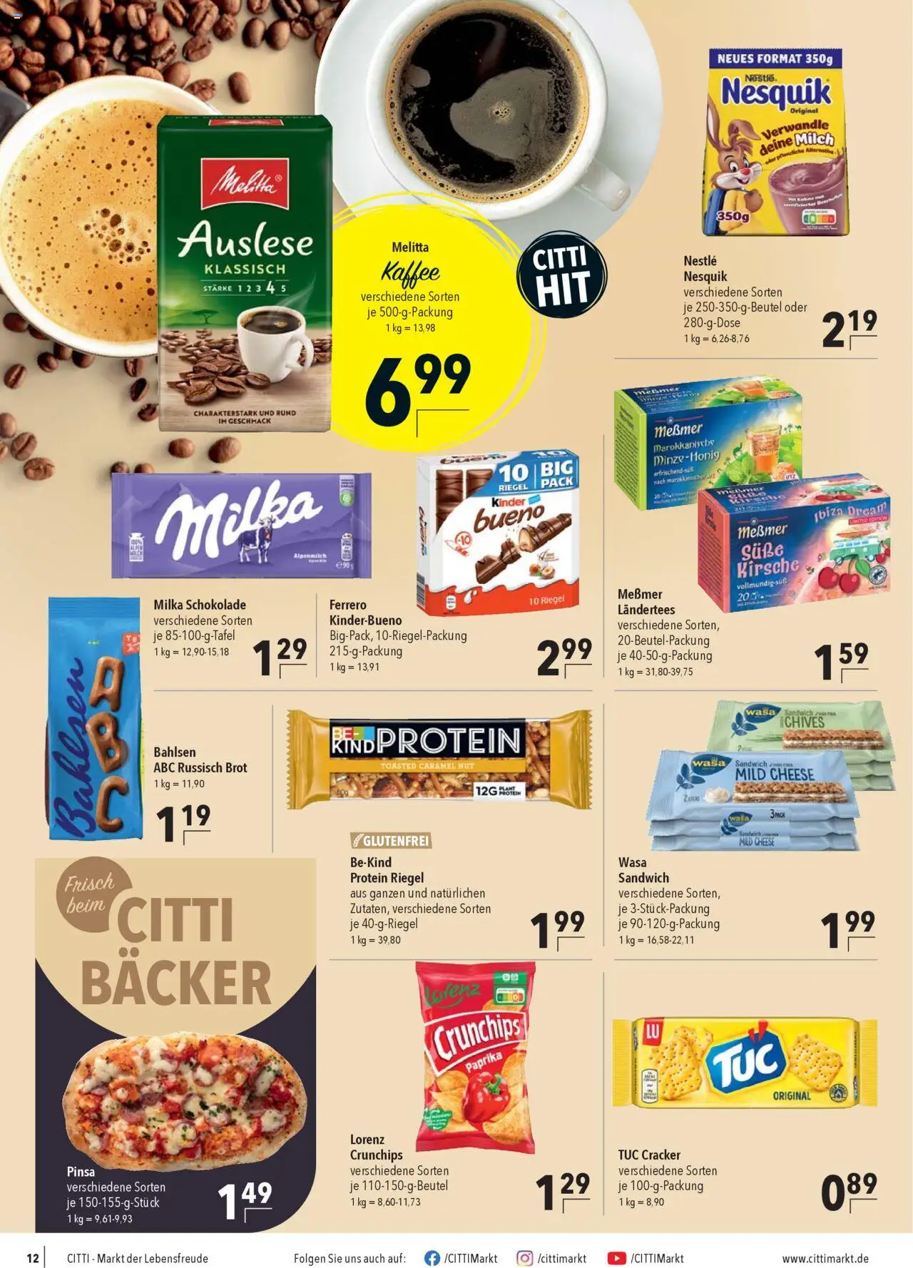CITTI Markt Prospekt 	 – gültig ab 08.10.2025 | Seite: 14 | Produkte: Milch, Schokolade, Messmer, Kinder bueno