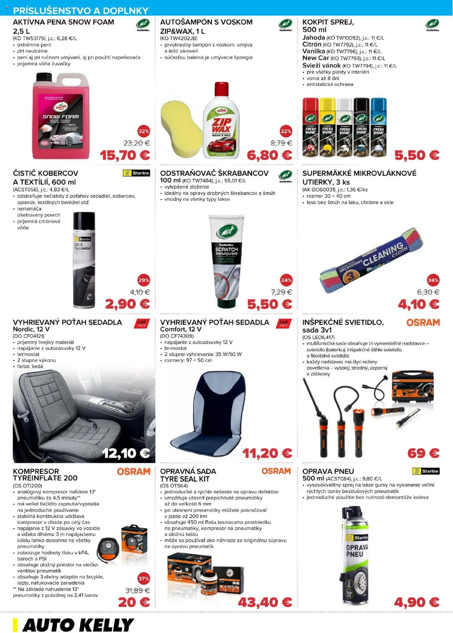Nové Auto Kelly akcie – leták je platný od 03.02.2026 | Strana: 4 | Produkty: Kompresor, Termostat, Svietidlo, Šampón