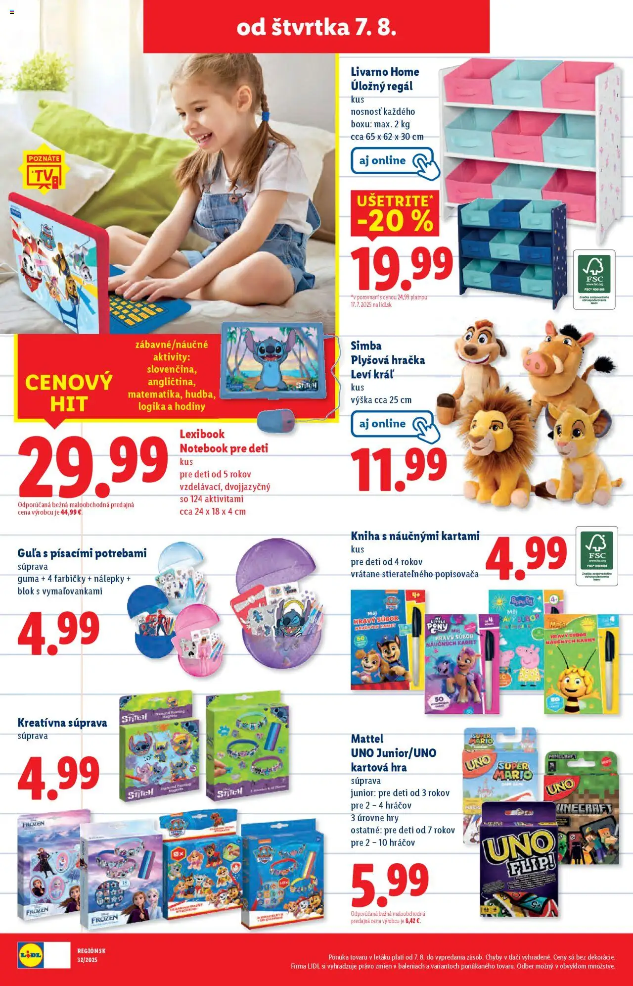 Lidl leták │ platný od 04.08.2025 | Strana: 82 | Produkty: Regál, Hodiny, Hra, Notebook