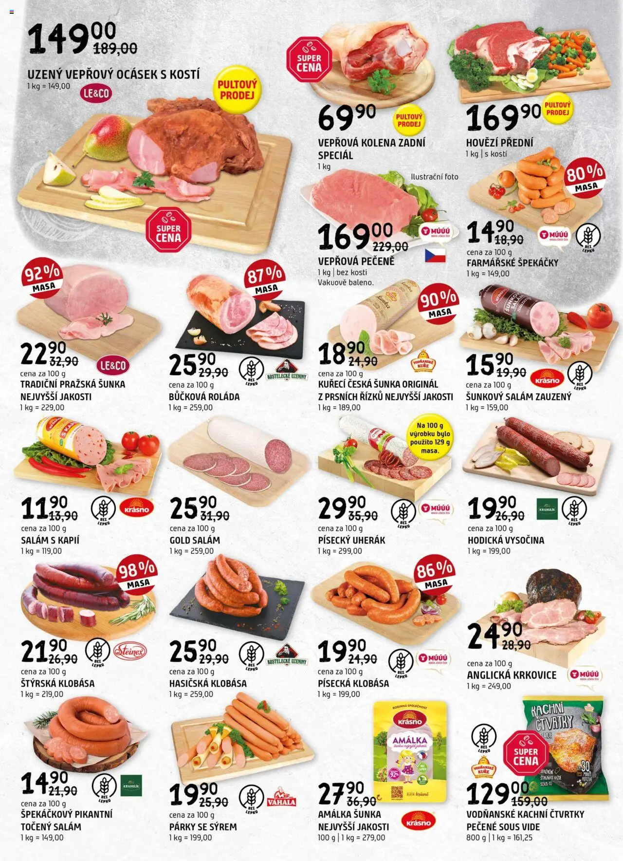 Terno leták - Bechyně, České Budějovice, Hradec Králové, Olomouc, Třeboň, Trhové Sviny, Týn nad Vltavou od 20.08.2025 | Strana: 2 | Produkty: Uherák, Vepřová pečeně, Šunka, Klobása