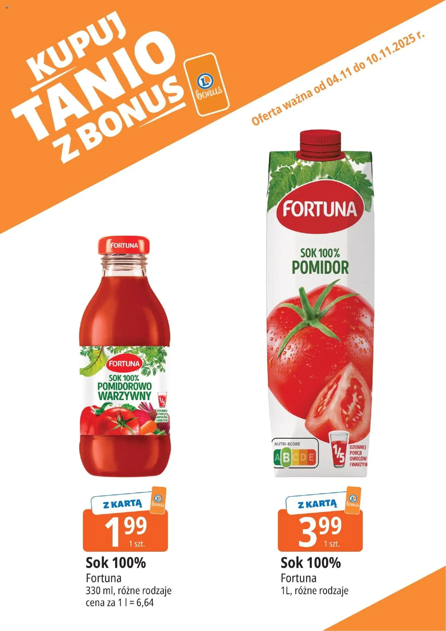 E.Leclerc Gazetka - Kłodzko kupony dodatkowe od 04.11.2025 | Strona: 11 | Produkty: Karta, Sok