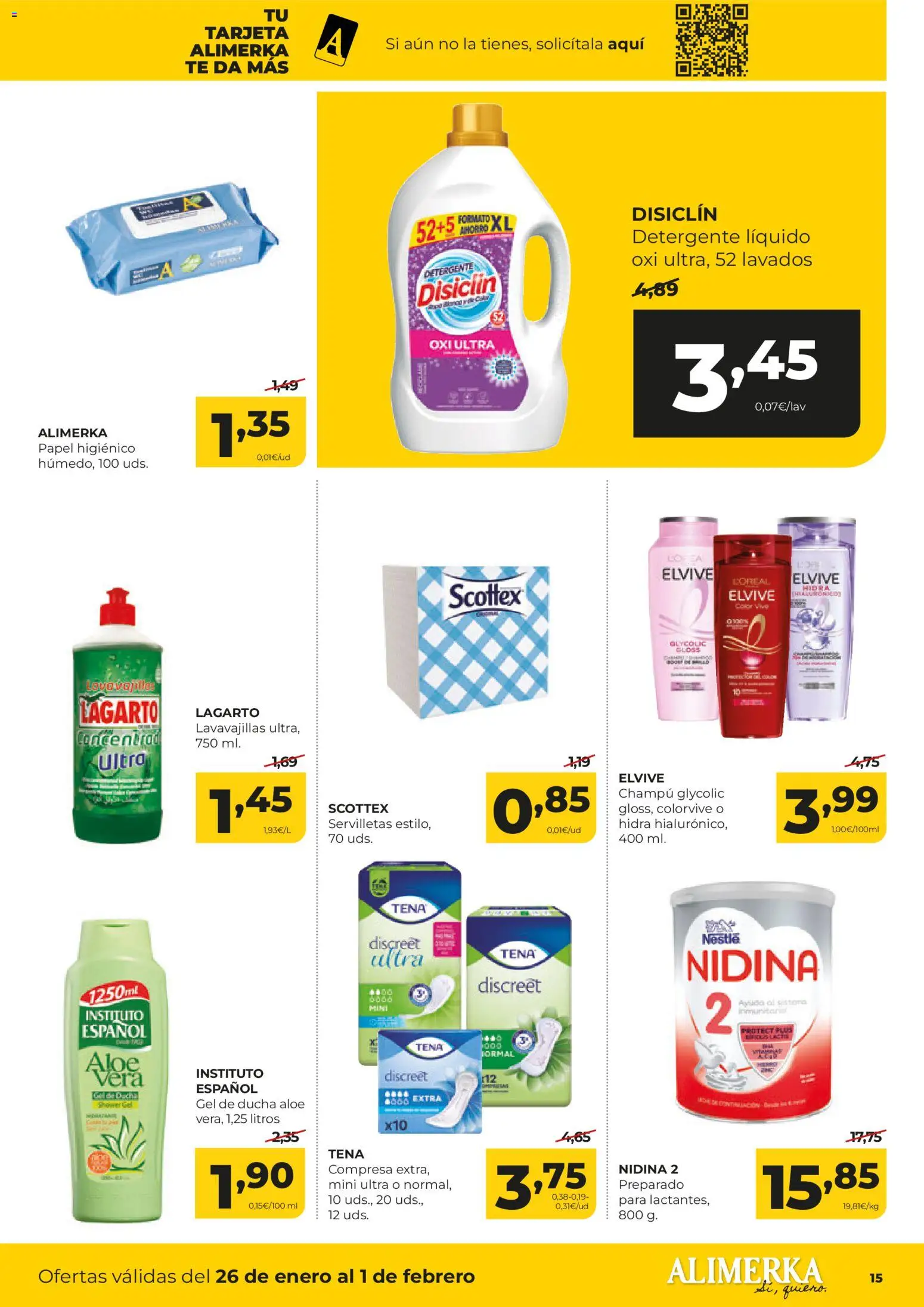 Alimerka folleto Castilla y León │ válido desde el 26.01.2026 | Página: 15 | Productos: Champú, Detergente, Papel higienico, Té