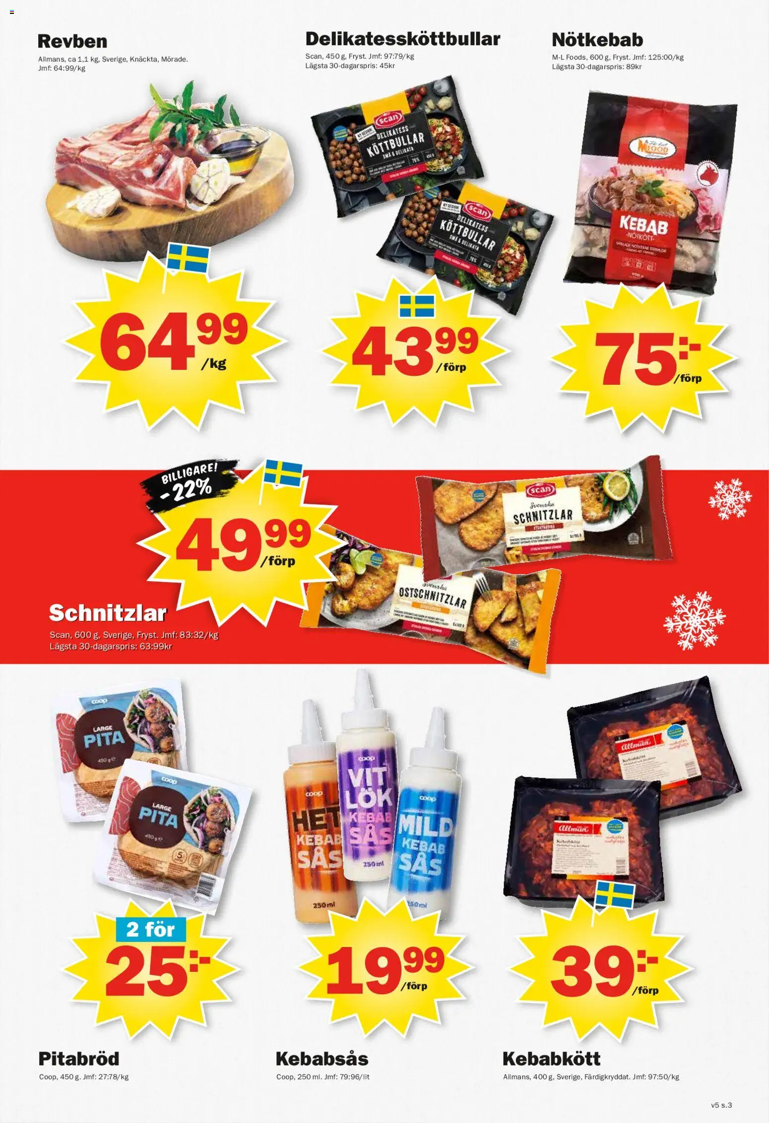 Pekås reklamblad aktuell från 26.01.2026 | Sida: 3 | Produkter: Köttbullar, Pitabröd, Kebabsås