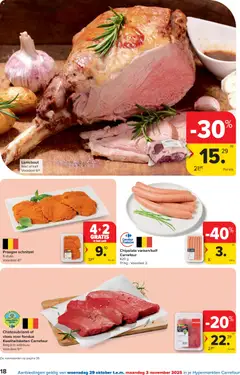 Carrefour - Hypermarkten Promoties  - Voorbeeld van een folder van Carrefour, geldig van 29.10.2025 | Pagina: 18 | Producten: Schnitzel, Chipolata, Sós kalács