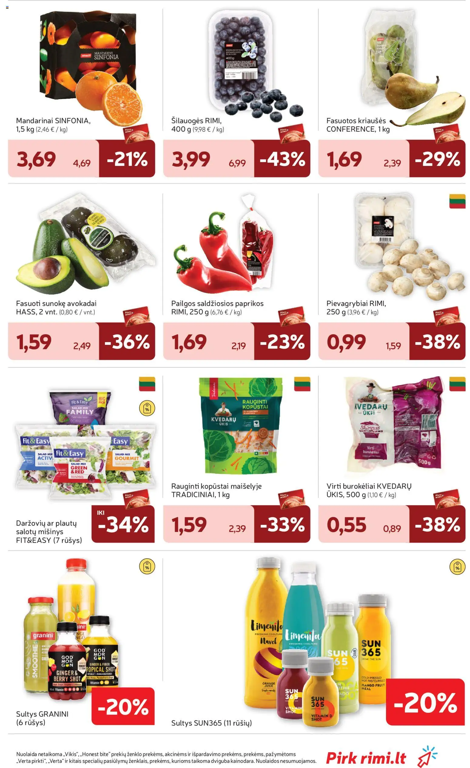 Rimi akcijos nuo 13.01.2026 | Puslapis: 13 | Prekių: Pievagrybiai, Avokadai, Šilauogės, Mandarinai