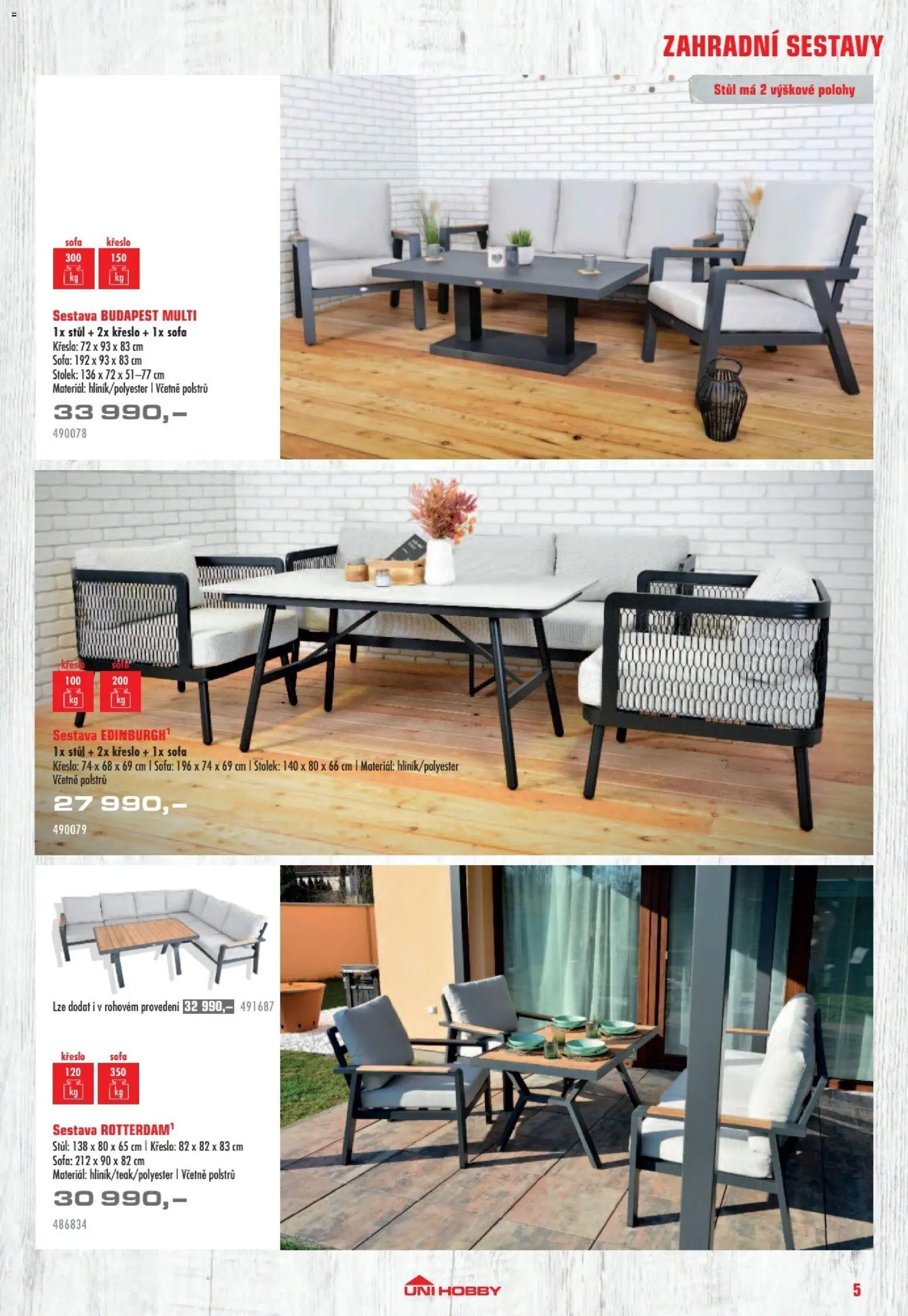 Uni Hobby katalog - Nábytek, grily a bazény 2026 od 10.04.2026 | Strana: 5 | Produkty: Křeslo, Stolek, Stůl