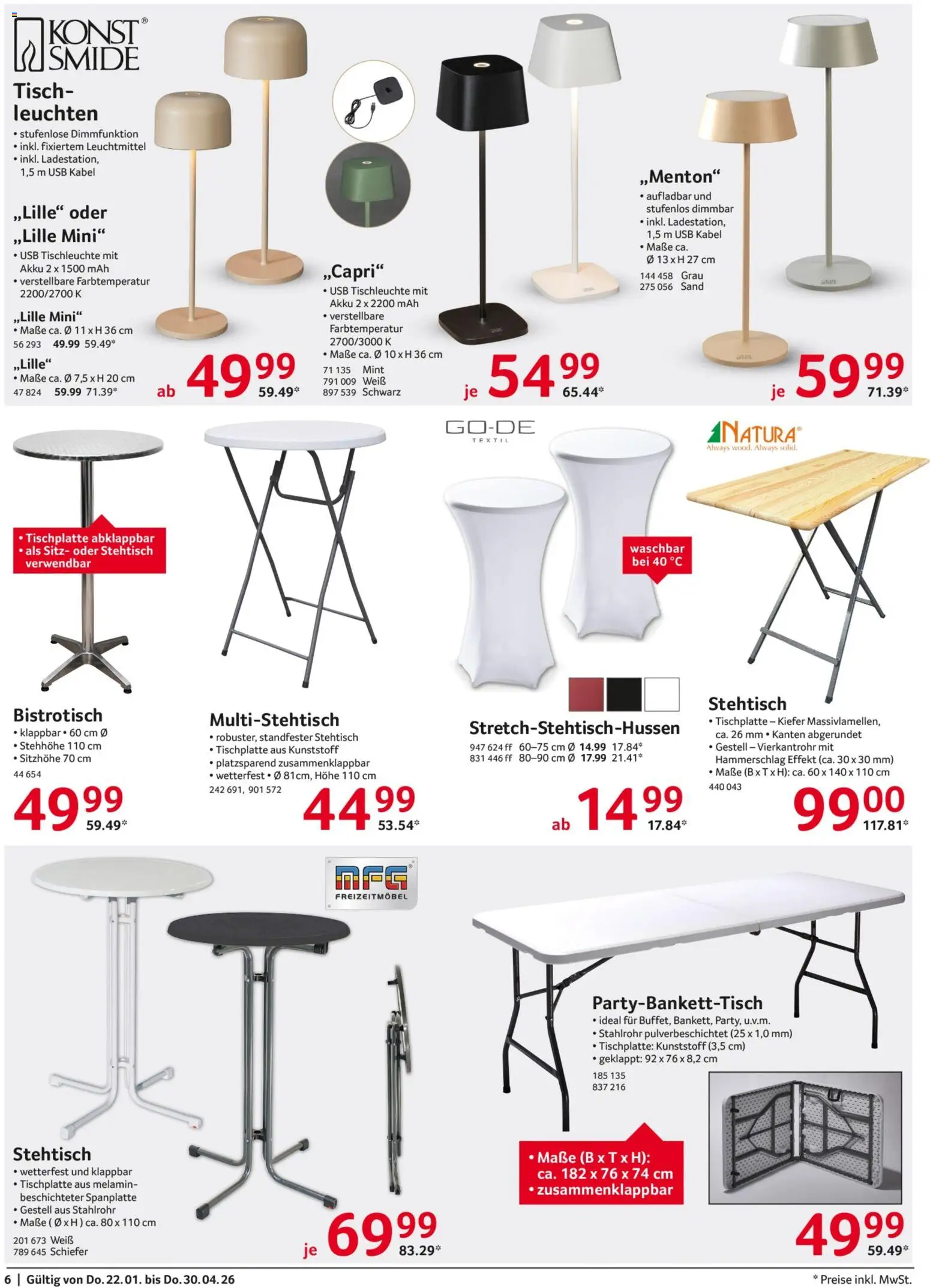 Selgros Außengastronomie – gültig ab 22.01.2026 | Seite: 6 | Produkte: Kabel, USB, Tisch