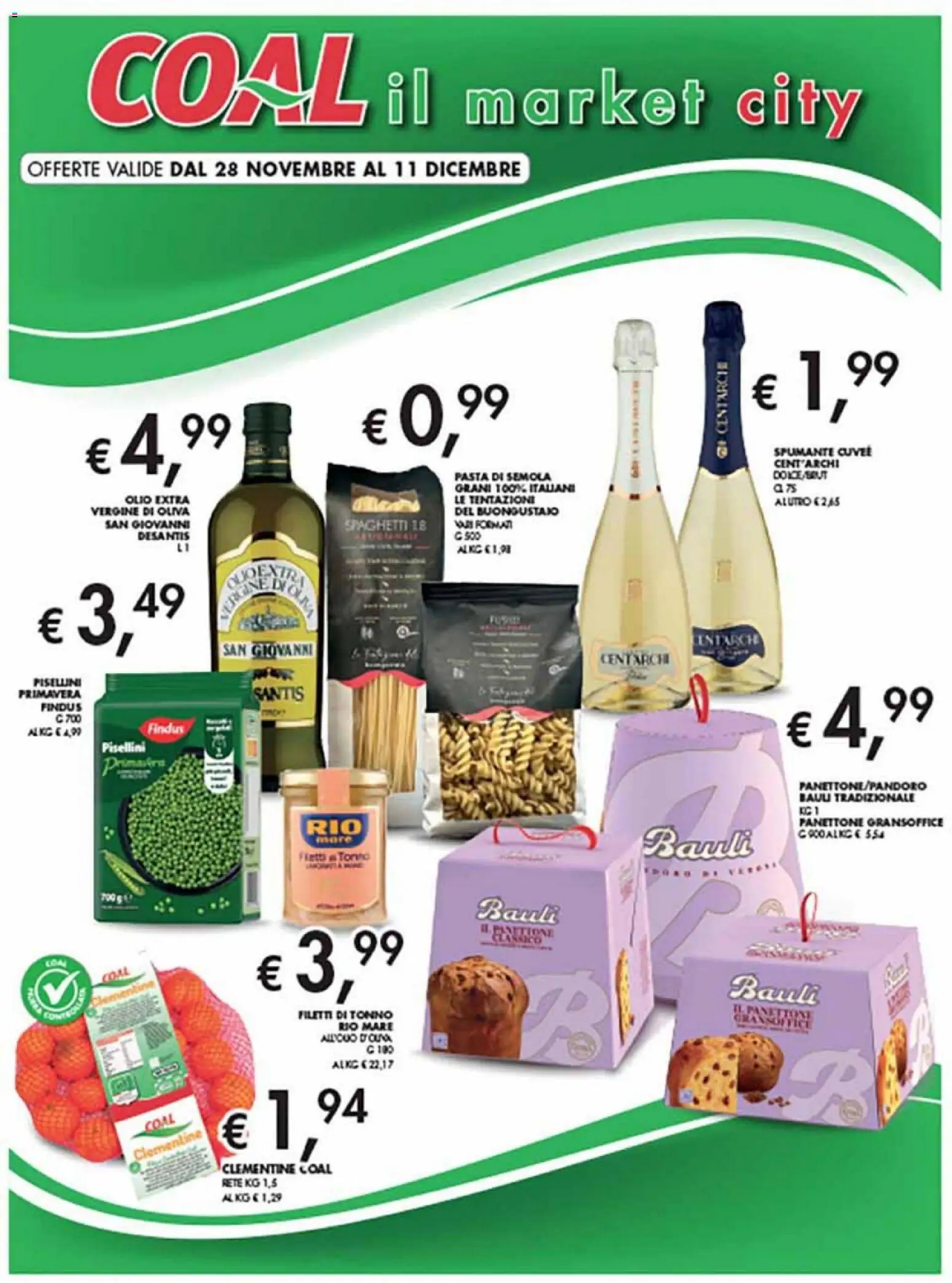 Volantino Coal del 28.11.2025 | Pagina: 1 | Prodotti: Olio, Pasta, Panettone, Spumante