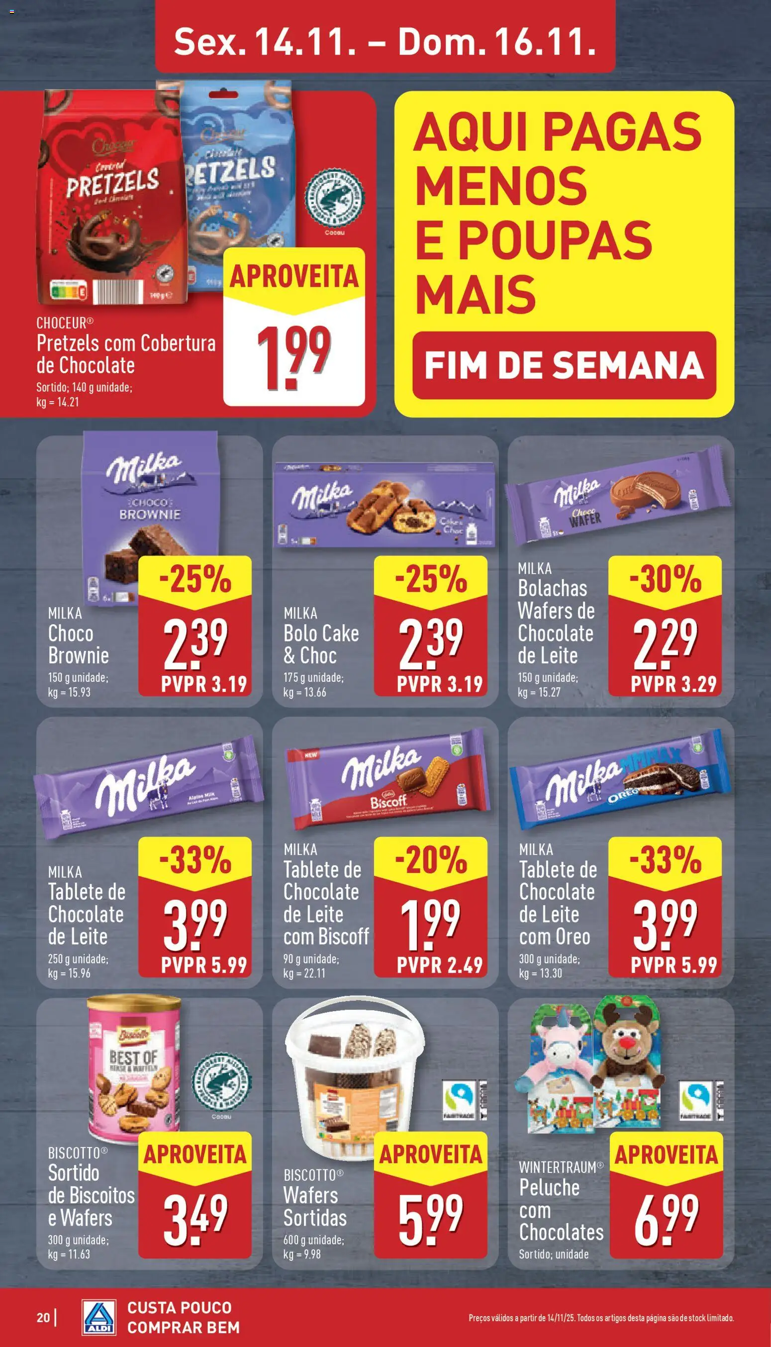 Aldi folheto │ válido de 10.11.2025 | Página: 20 | Produtos: Bolachas, Bolo, Milka bolachas, Leite