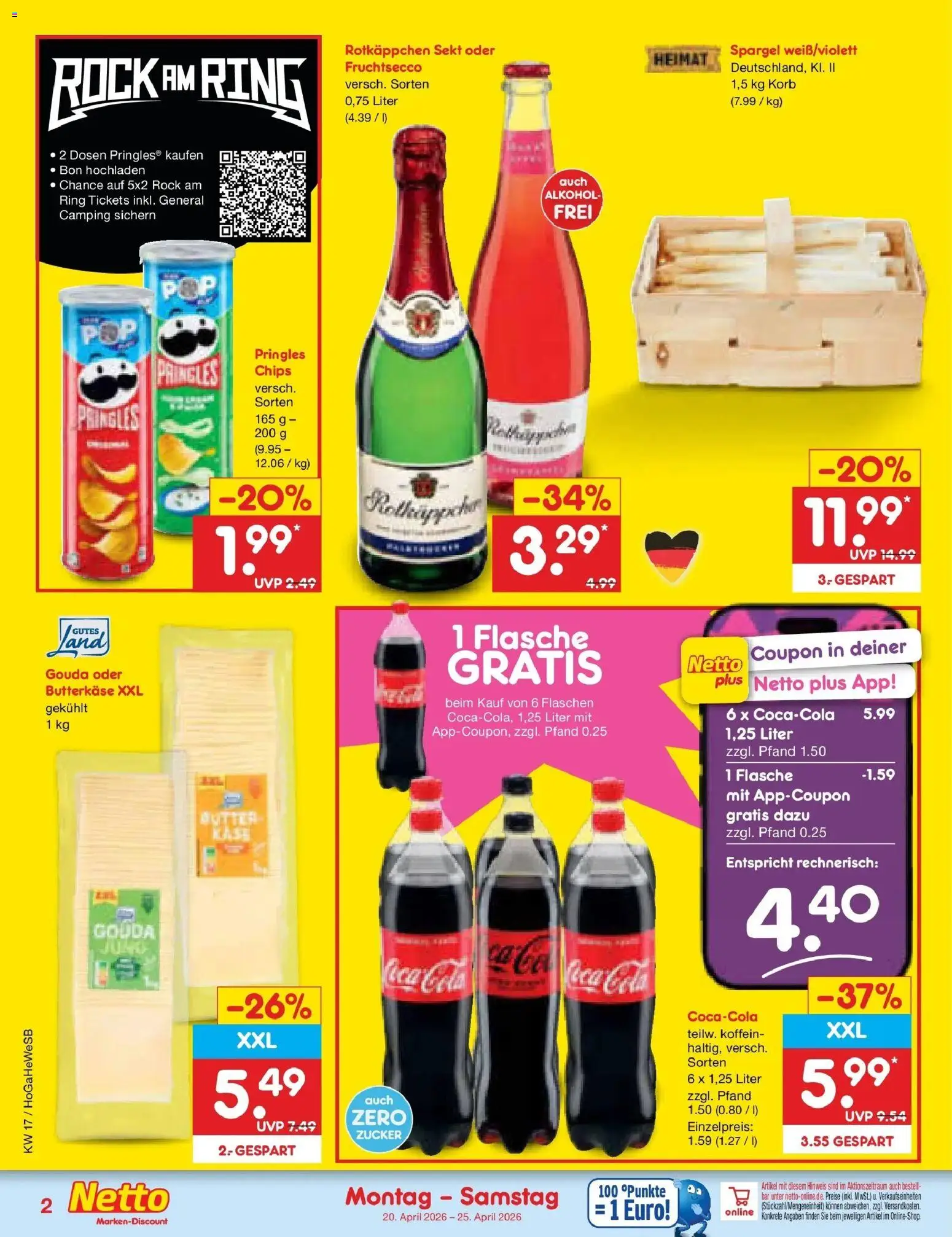 Netto Marken-Discount Prospekt Hannover	 – gültig ab 20.04.2026 | Seite: 2 | Produkte: Rotkappchen sekt, Cola, Sekt, Gouda