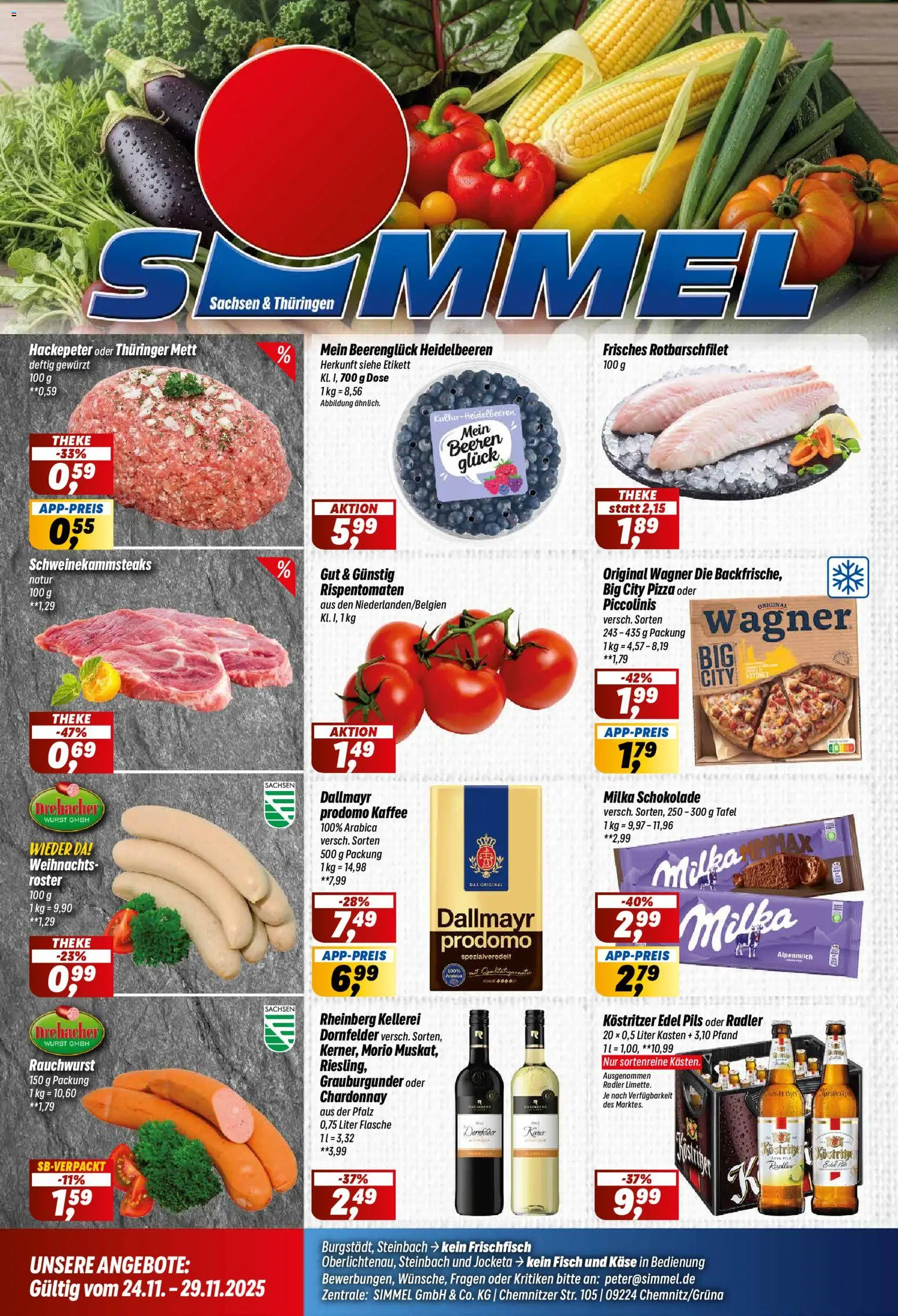 Simmel Prospekt 	 – gültig ab 24.11.2025 | Seite: 1 | Produkte: Kostritzer, Milka, Dallmayr, Piccolinis