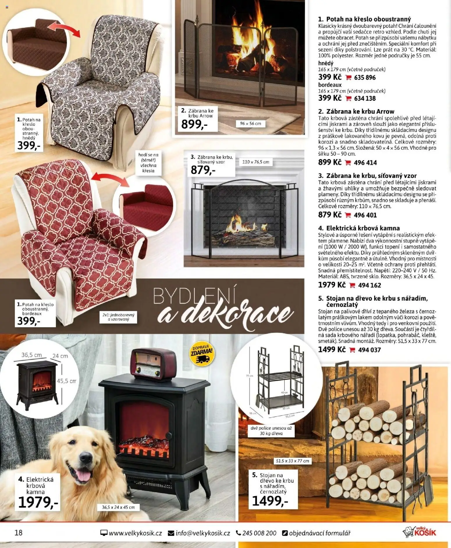 Velký Košík katalog leden 2026 od 01.01.2026 | Strana: 18 | Produkty: Zábrana ke krbu, Křeslo, Police, Dekorace