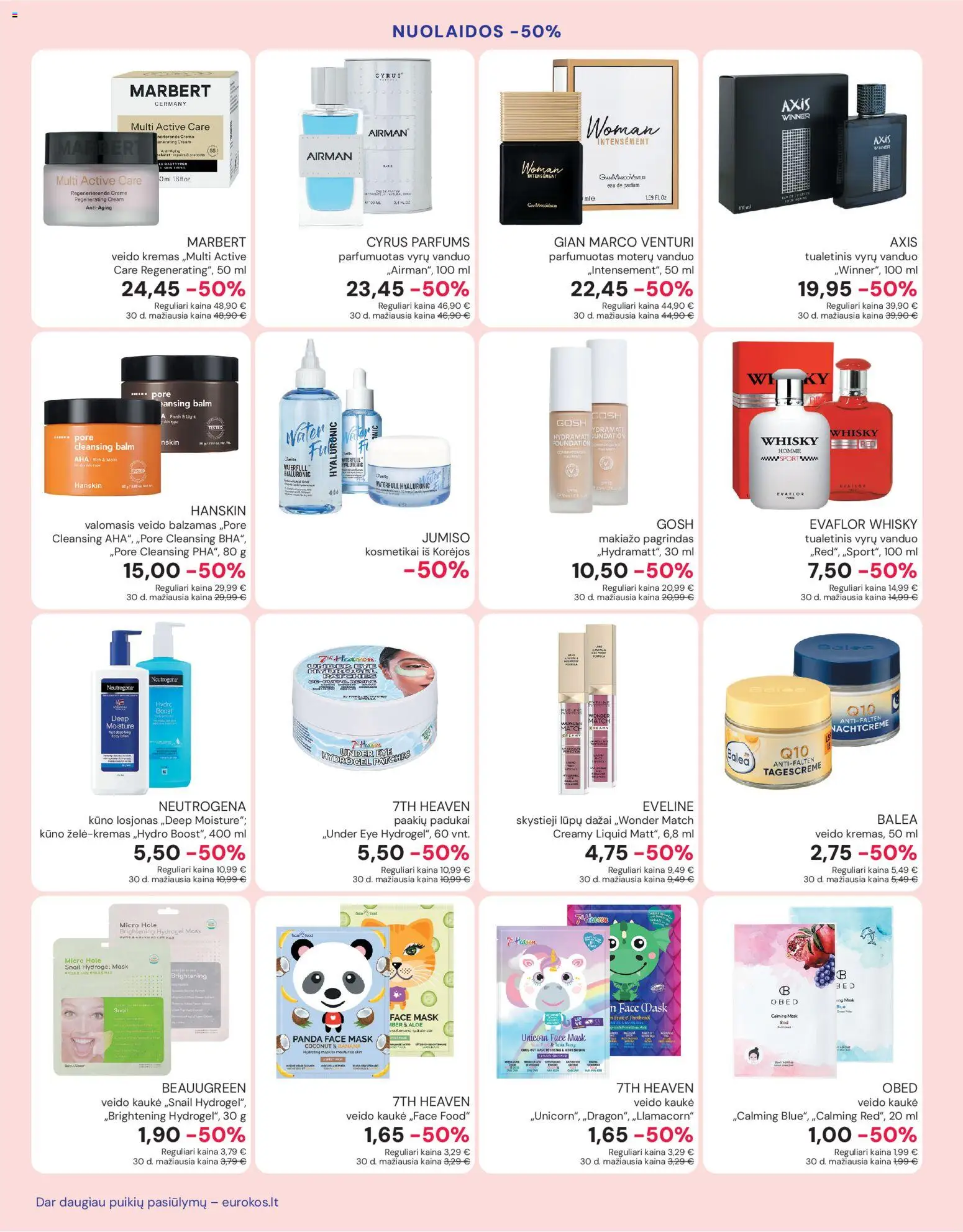 Eurokos akcijos nuo 02.01.2026 | Puslapis: 6 | Prekių: Makiažo pagrindas, Kremas, Kaukė, Veido kaukė