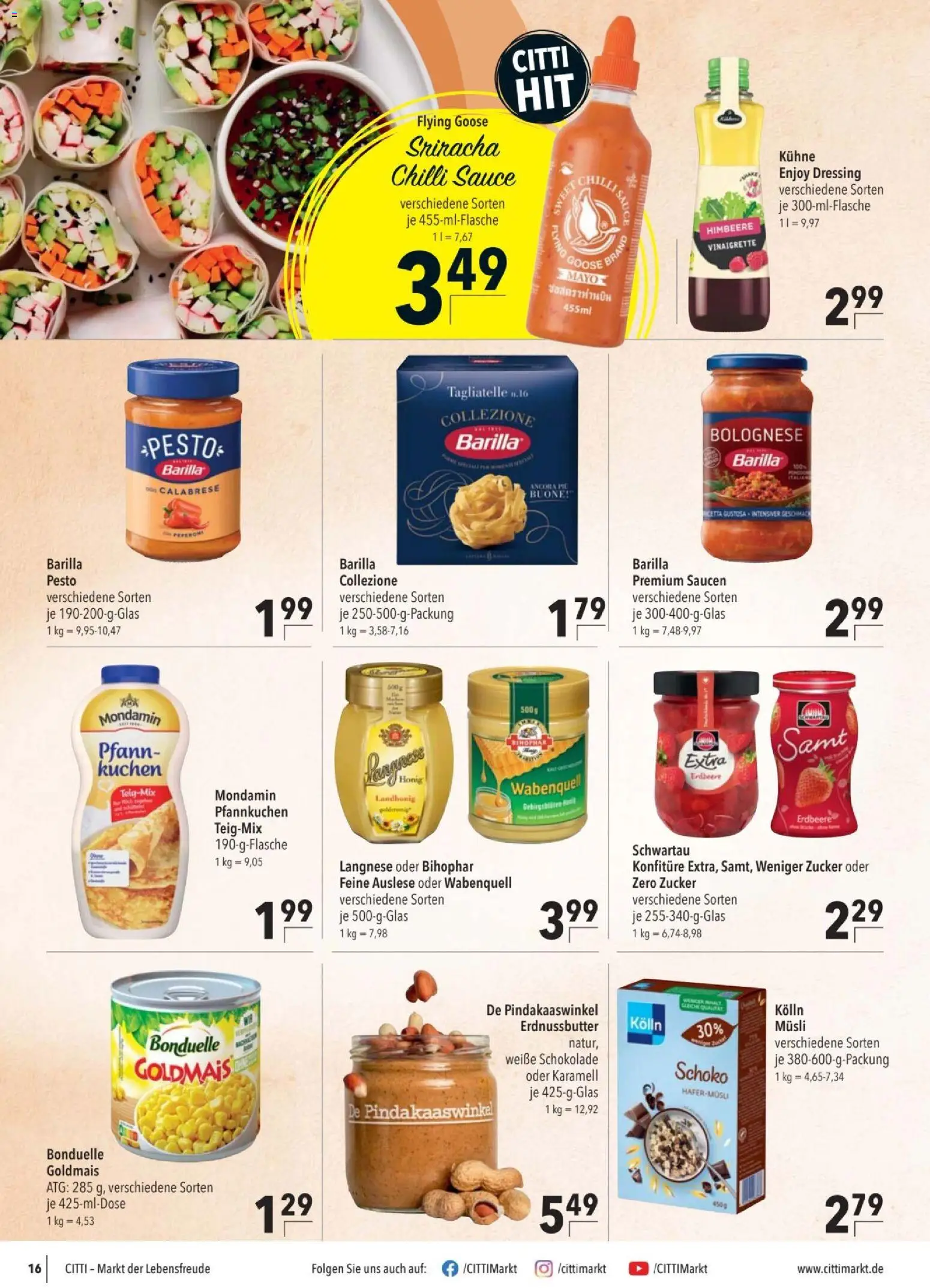 CITTI tilbudsavis – gyldig fra 29.04.2026 | Side: 16 | Produkter: Dressing, Chilli, Pesto, Müsli