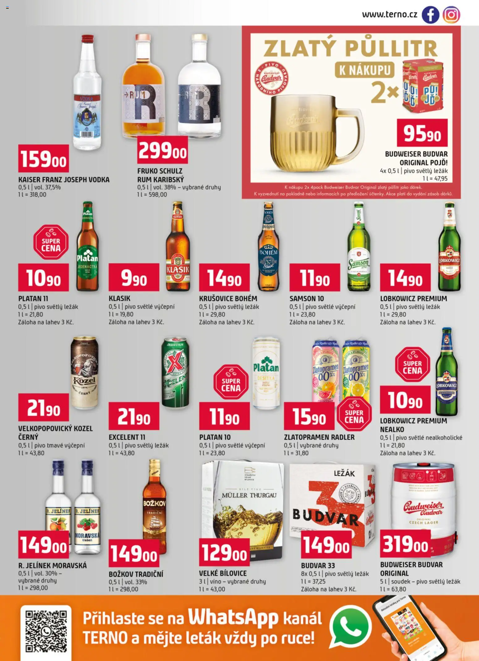 Terno leták - Blatná, Strakonice od 28.01.2026 | Strana: 13 | Produkty: Víno, Excelent 11, Kozel, Budvar 33