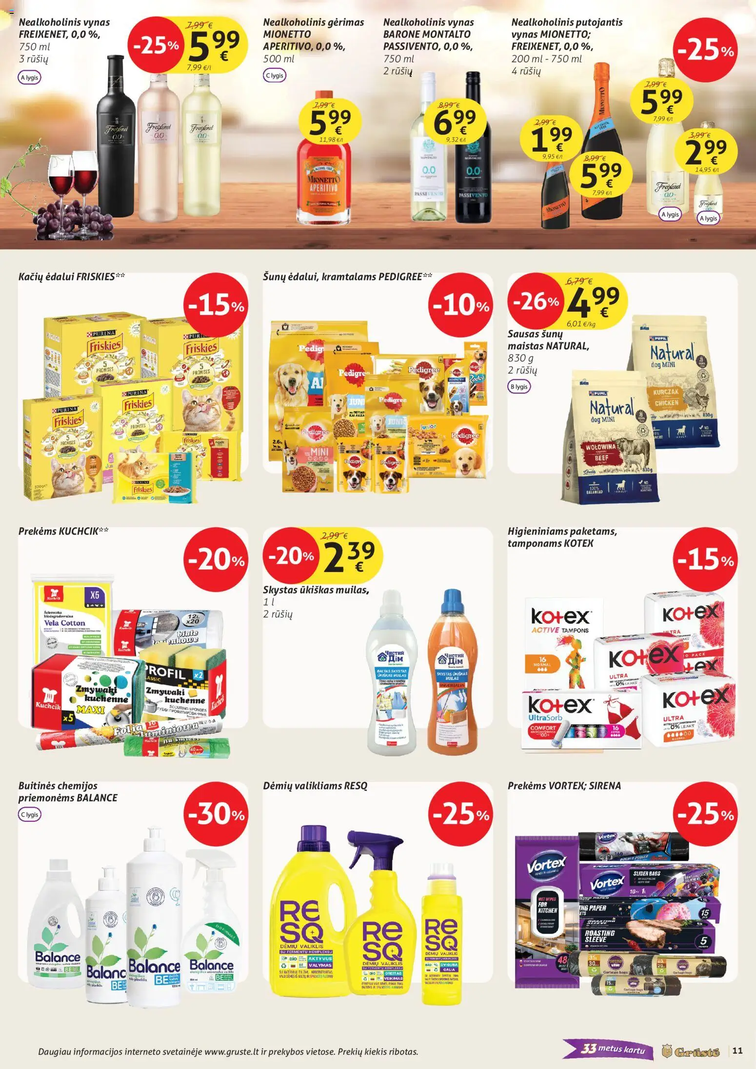 GRUSTE akcijos nuo 11.11.2025 | Puslapis: 11 | Prekių: Muilas, Vynas, Dėmių valiklis, Ploviklis