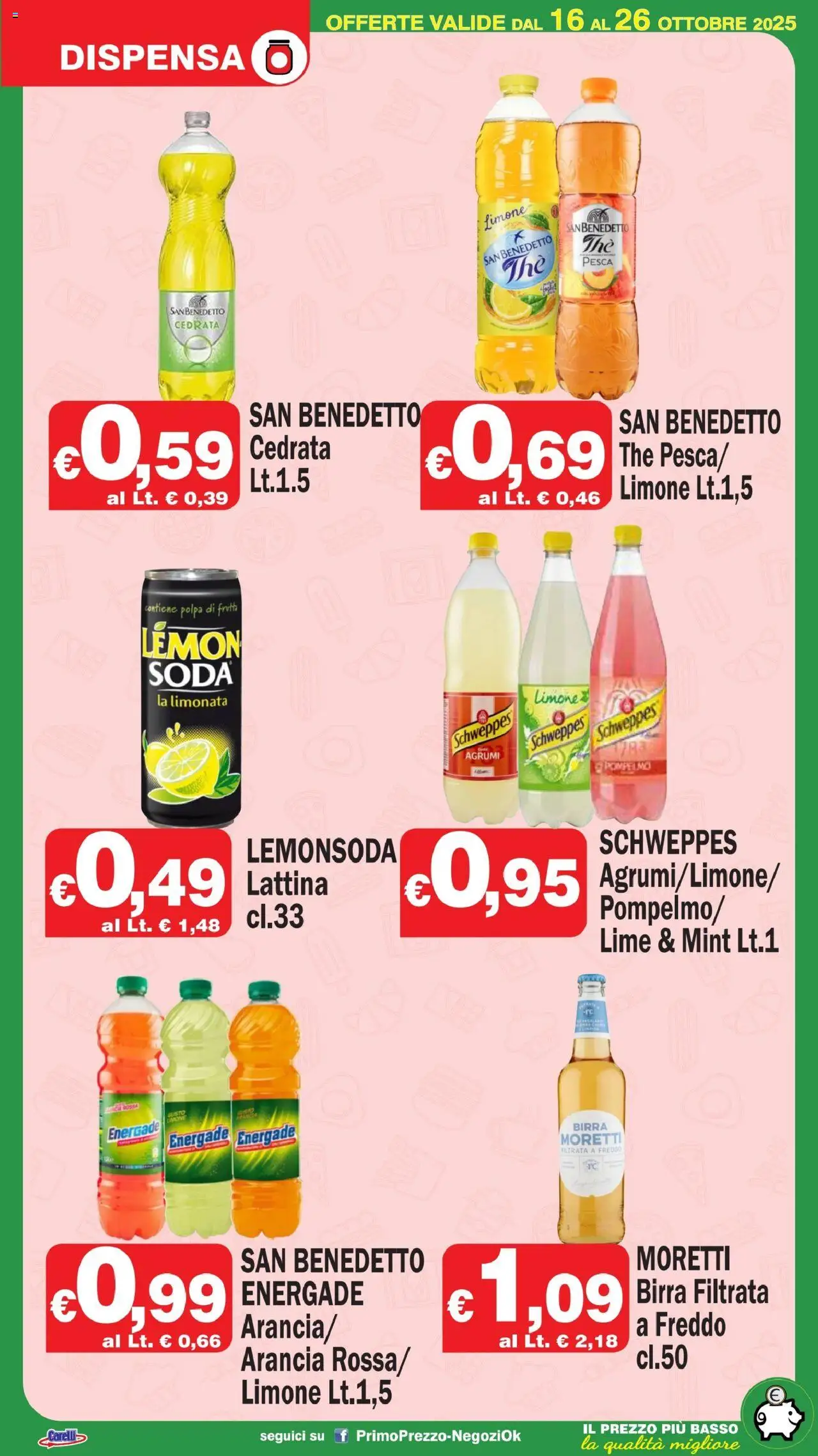 Volantino Primo Prezzo del 16.10.2025 | Pagina: 7 | Prodotti: Limonata, Agrumi, Birra Moretti, Arancia