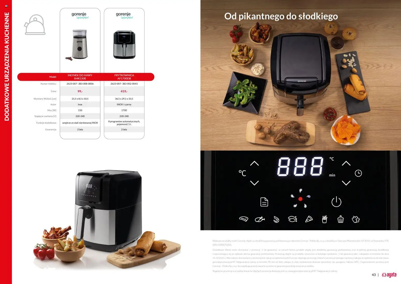 Salony Agata Gazetka - Gorenje od 05.12.2025 | Strona: 22 | Produkty: Młynek, Frytkownica, Młynek do kawy