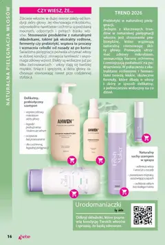 Pogląd oferty "Delikatny, prebiotyczny szampon, -wspiera zdrowy mikrobiom skóry głowy, - łagodzi podrażnienia i balansuje sebum, - oczyszcza bez przesuszania, - dla codziennej, łagodnej pielęgnacji" - ważna od 31.01.2026 | Strona: 16 | Produkty: Zapach, Szampon, Suchy szampon