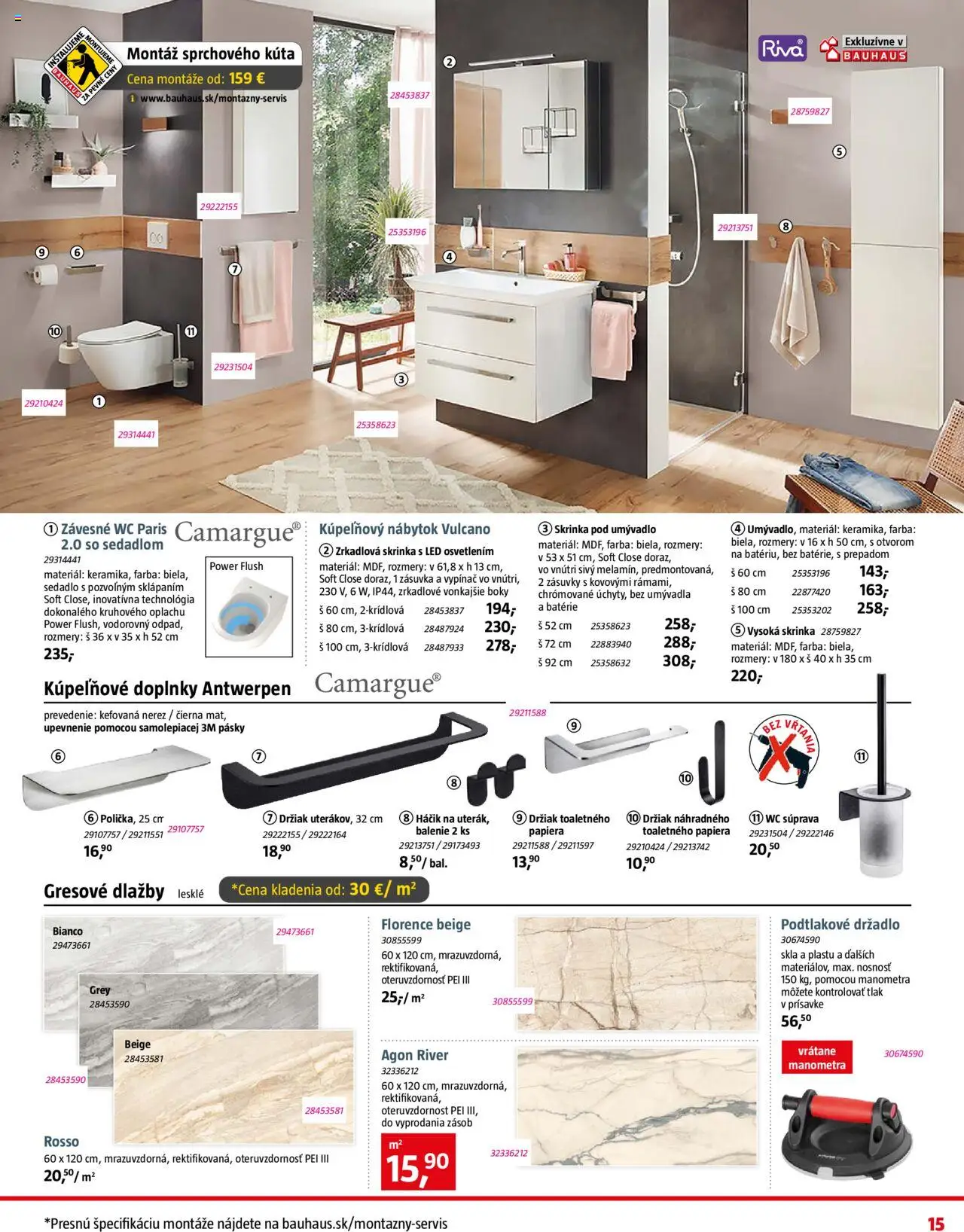 Nové Bauhaus akcie – leták je platný od 08.09.2025 | Strana: 15 | Produkty: Nábytok, Kupeľňový nábytok, Skrinka pod umývadlo, Skrinka