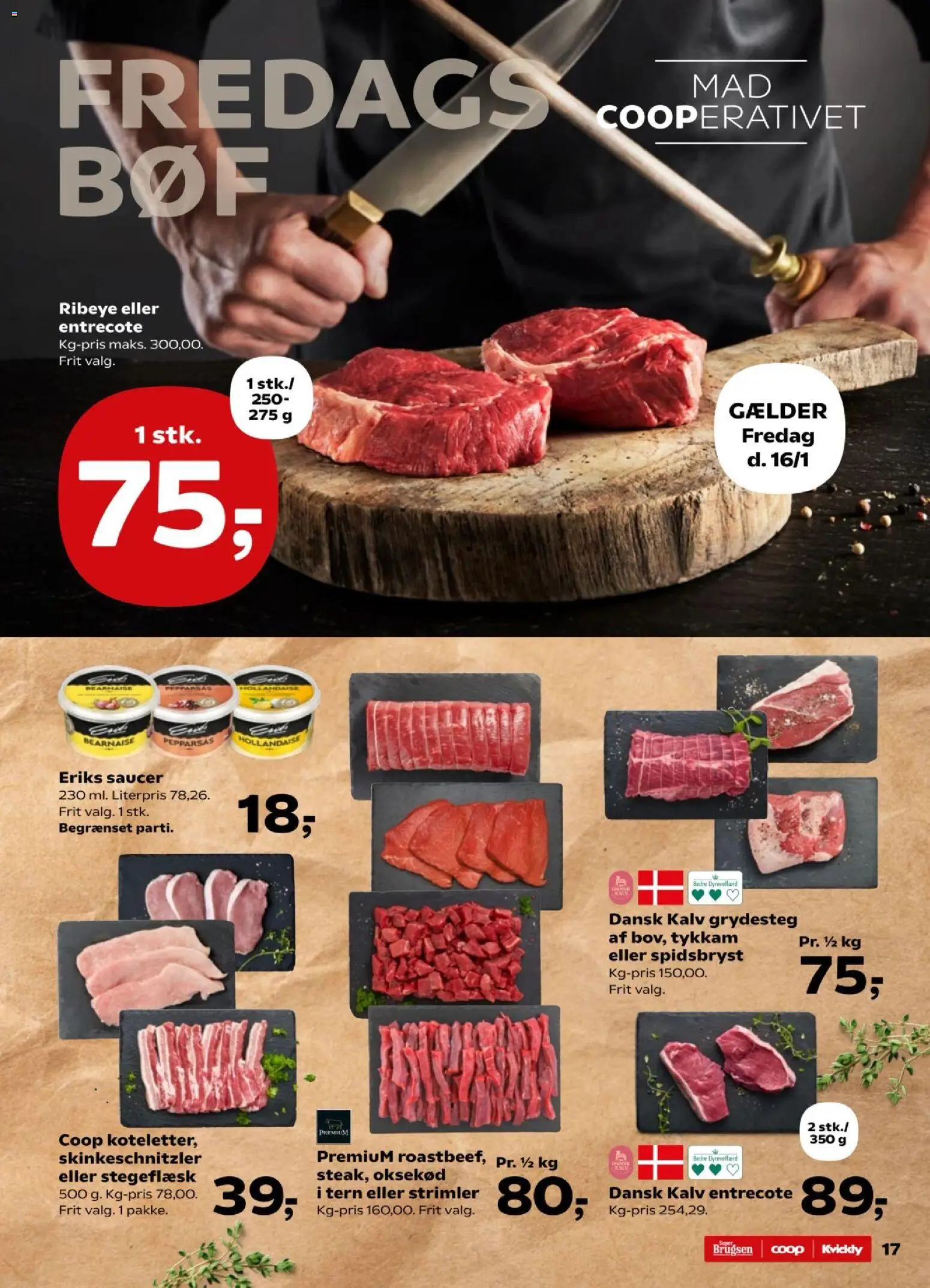 Kvickly tilbudsavis – gyldig fra 16.01.2026 | Side: 17 | Produkter: Oksekød, Entrecote