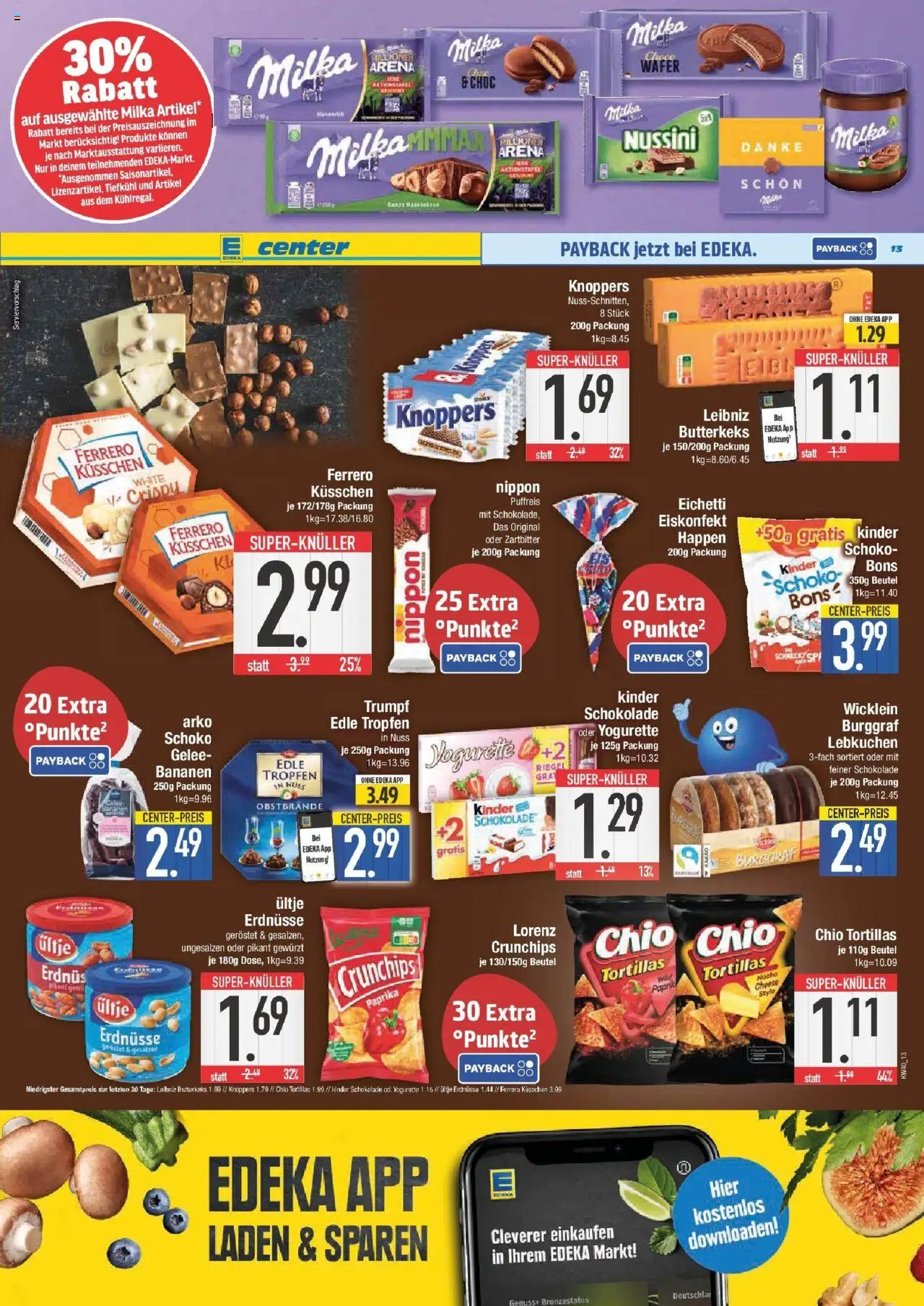Edeka prospekt Straubing	 – gültig ab 28.09.2025 | Seite: 13 | Produkte: Milka, Paprika, Knoppers, Lorenz crunchips