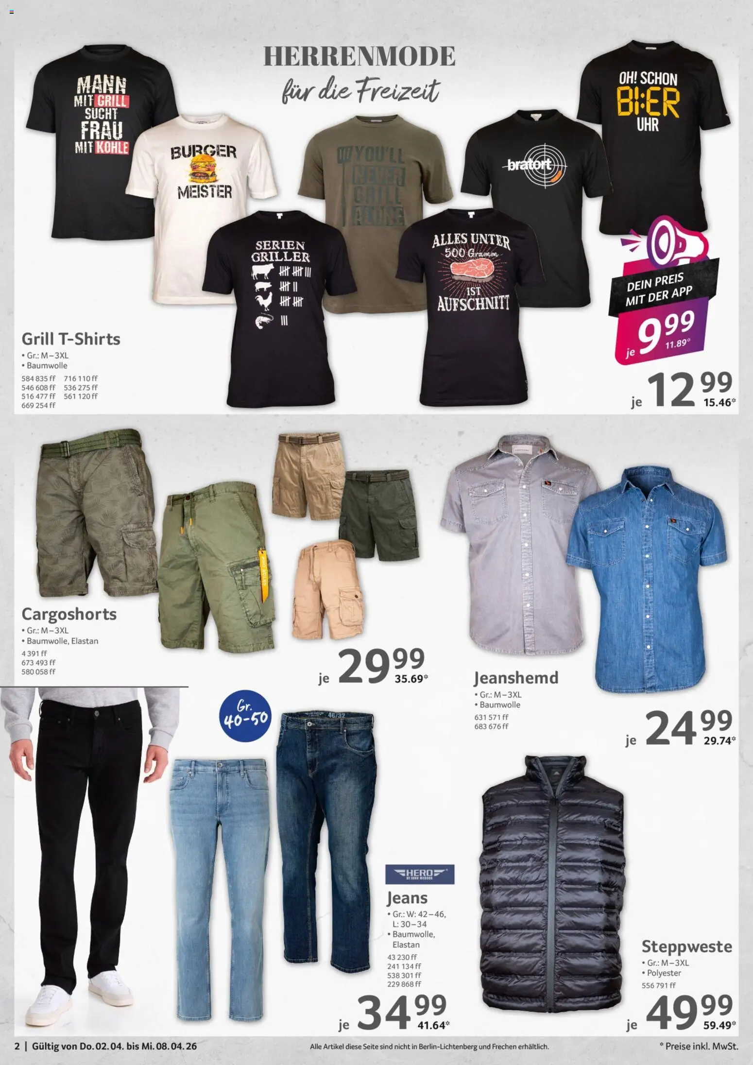 Selgros Non Food – gültig ab 02.04.2026 | Seite: 2 | Produkte: Grill, Bier, Griller, Jeans