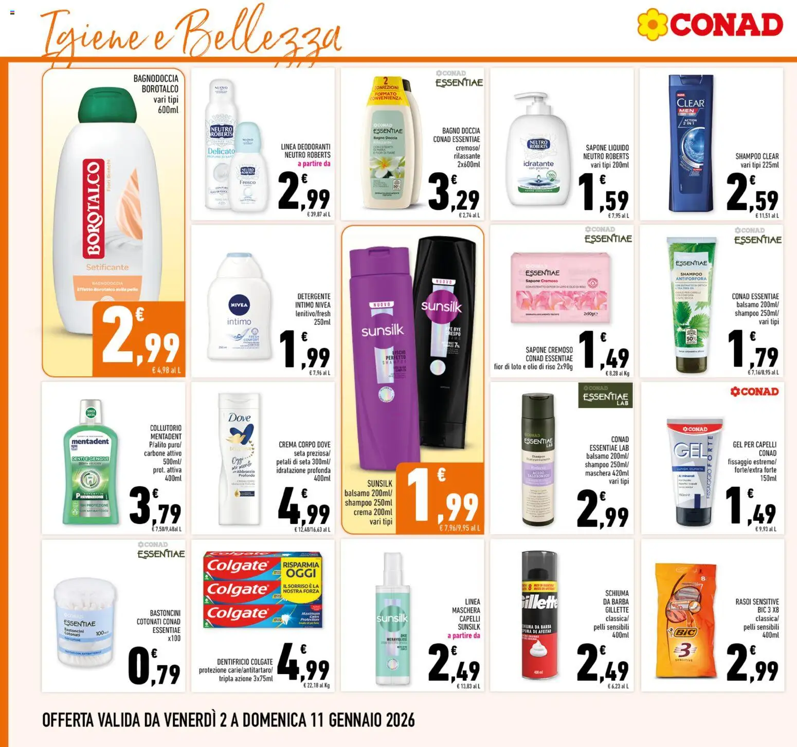 Volantino Conad del 02.01.2026 | Pagina: 22 | Prodotti: Collutorio, Riso, Olio, Doccia