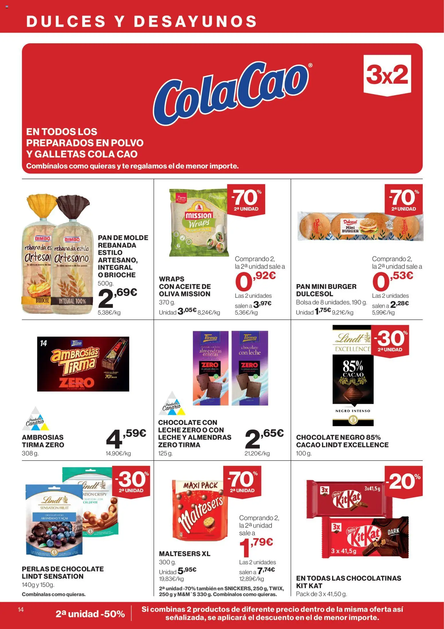 Supercor Canarias │ válido desde el 23.04.2026 | Página: 14 | Productos: Chocolatinas, Aceite, Pan, Φρυγανιές σικάλεως