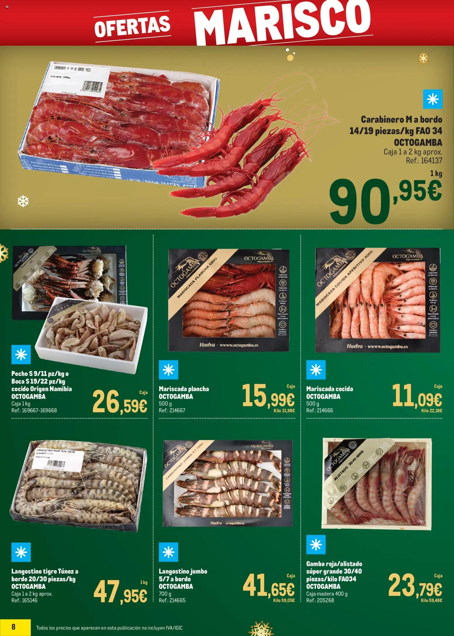 Makro - Precios Navidad Canarias │ válido desde el 24.11.2025 | Página: 8 | Productos: Plancha, Caja, Langostino, Gamba
