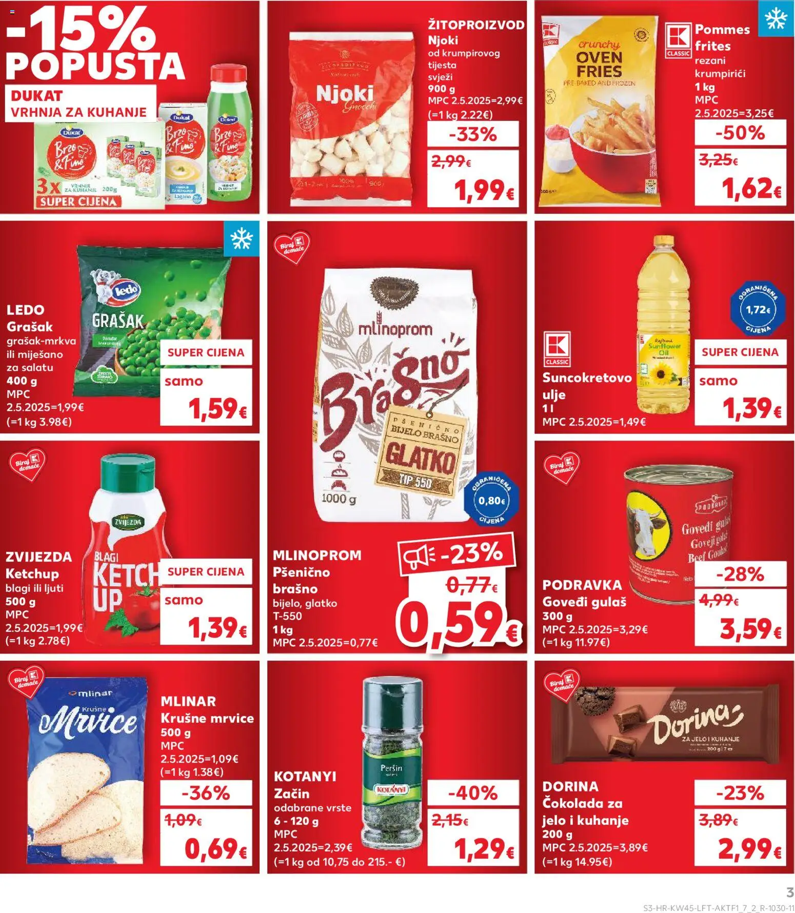 Kaufland katalog | vrijedi od 05.11.2025 | Stranica: 3 | Proizvodi: Krušne mrvice, Pommes frites, Čokolada, Podravka