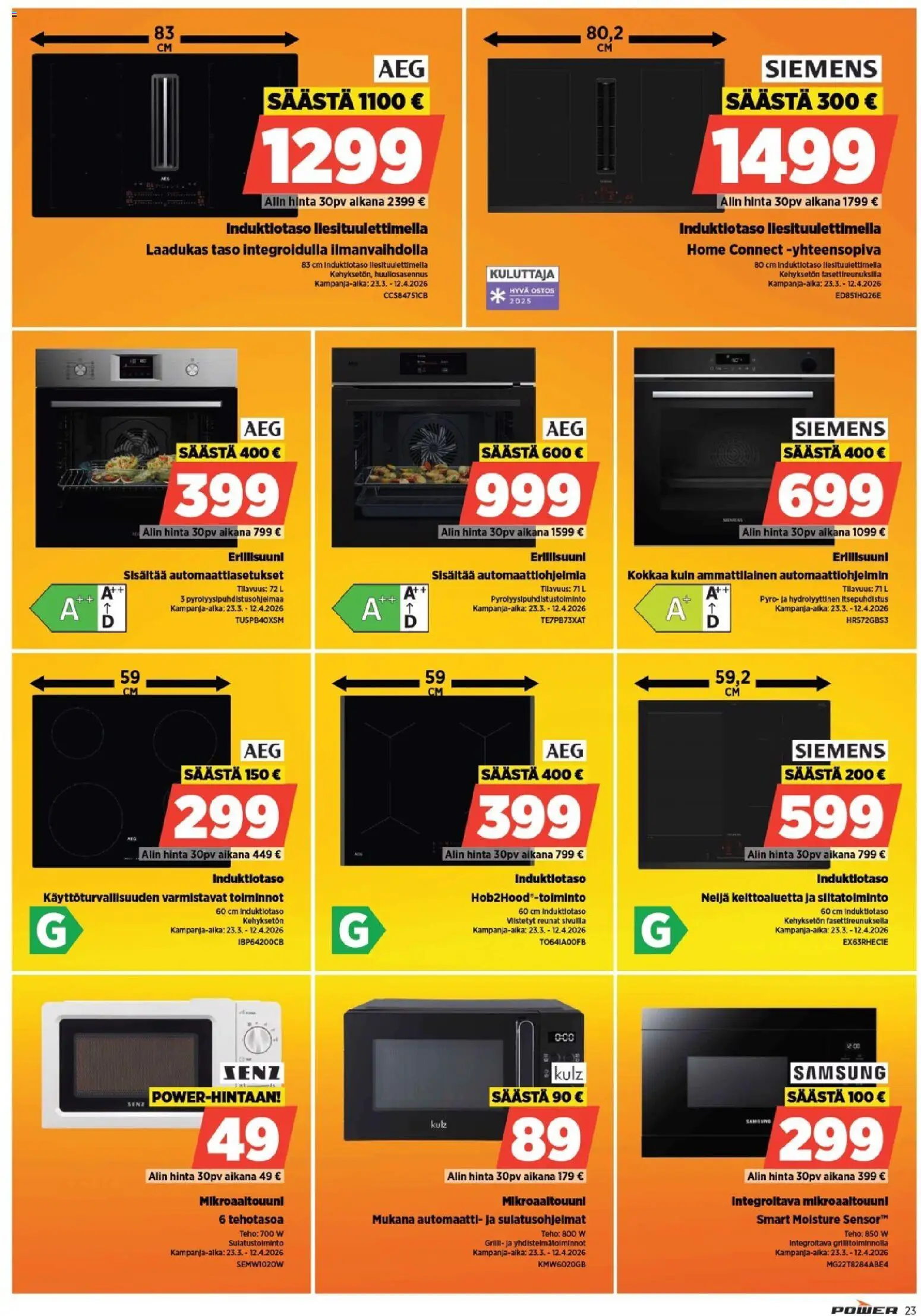 Power - POWER HINTAAN Viikon mainoslehti – voimassa 31.03.2026 alkaen | Sivu: 24 | Tuotteet: Induktiotaso, Mikroaaltouuni, Grilli, Erillisuuni