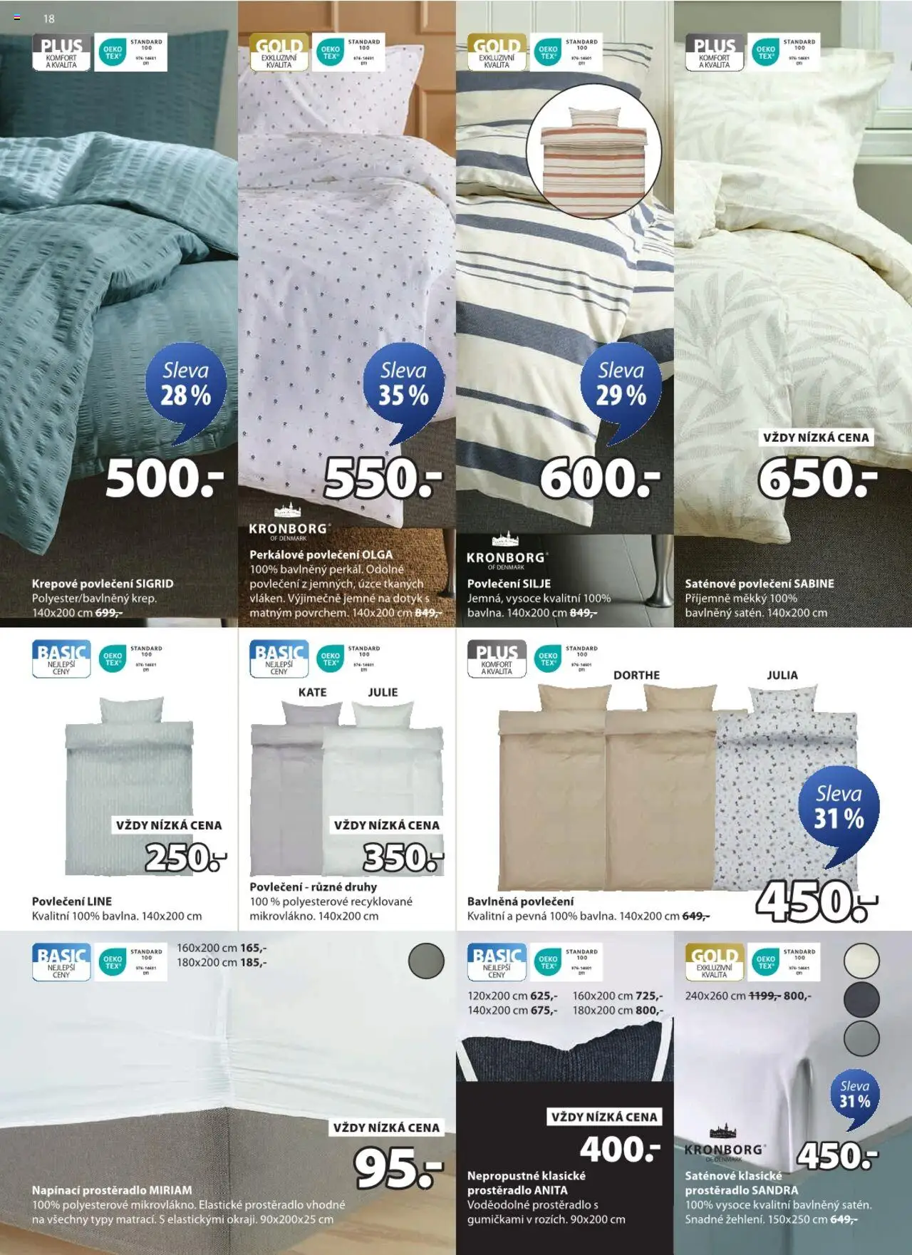 JYSK leták od 17.09.2025 | Strana: 18 | Produkty: Povlečení, Krepové povlečení, Prostěradlo, Saténové povlečení