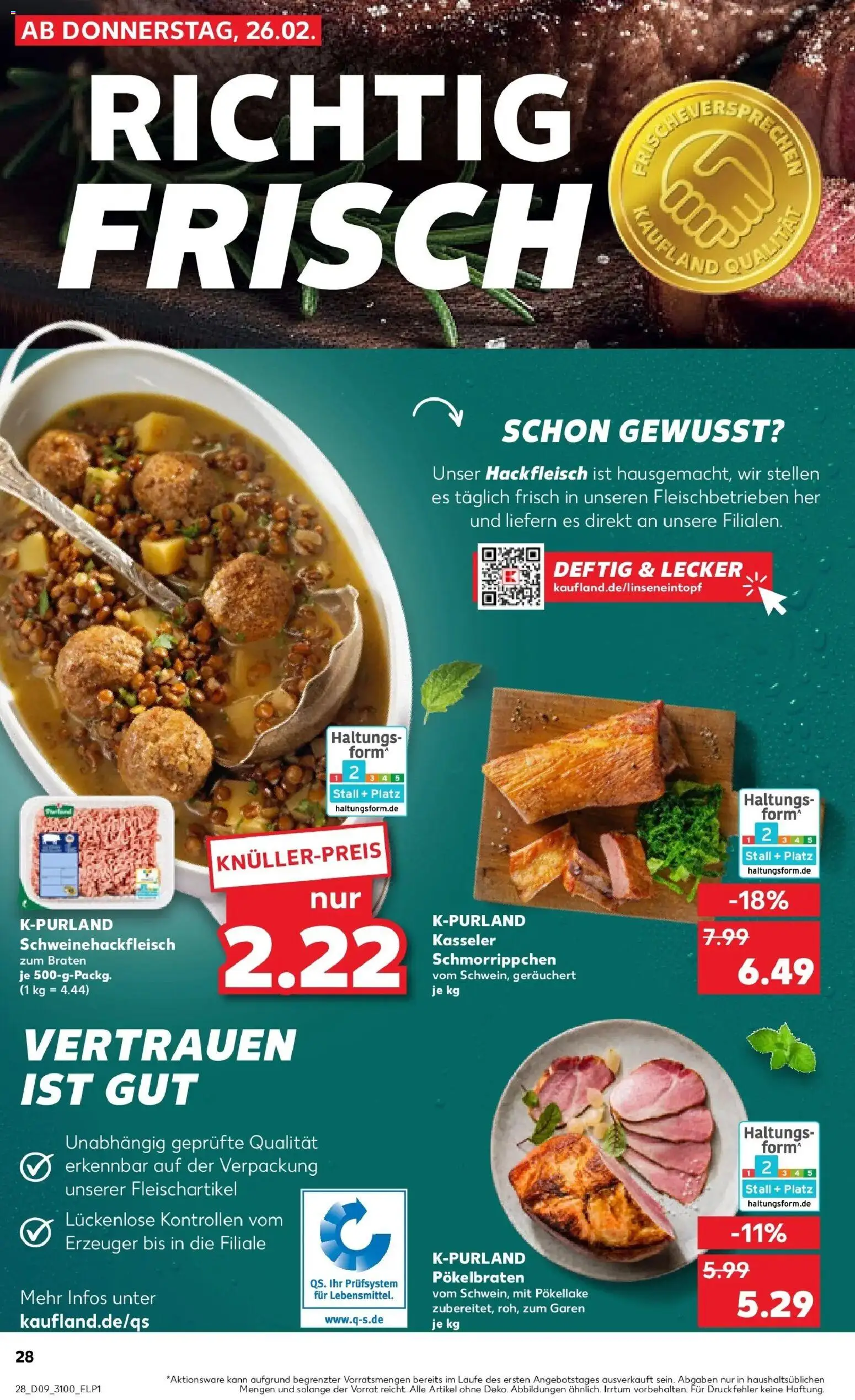 Kaufland prospekt Taucha	 – gültig ab 26.02.2026 | Seite: 28 | Produkte: Hackfleisch