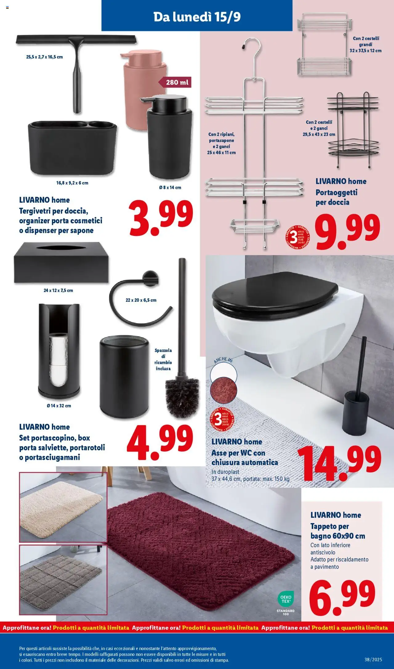 Volantino Lidl del 15.09.2025 | Pagina: 39 | Prodotti: Spazzola, Pavimento, Bagno, Tappeto