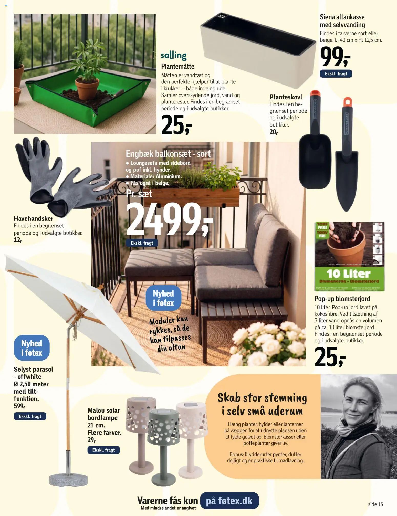 Føtex tilbudsavis – gyldig fra 13.03.2026 | Side: 15 | Produkter: Skab, Parasol, Puf