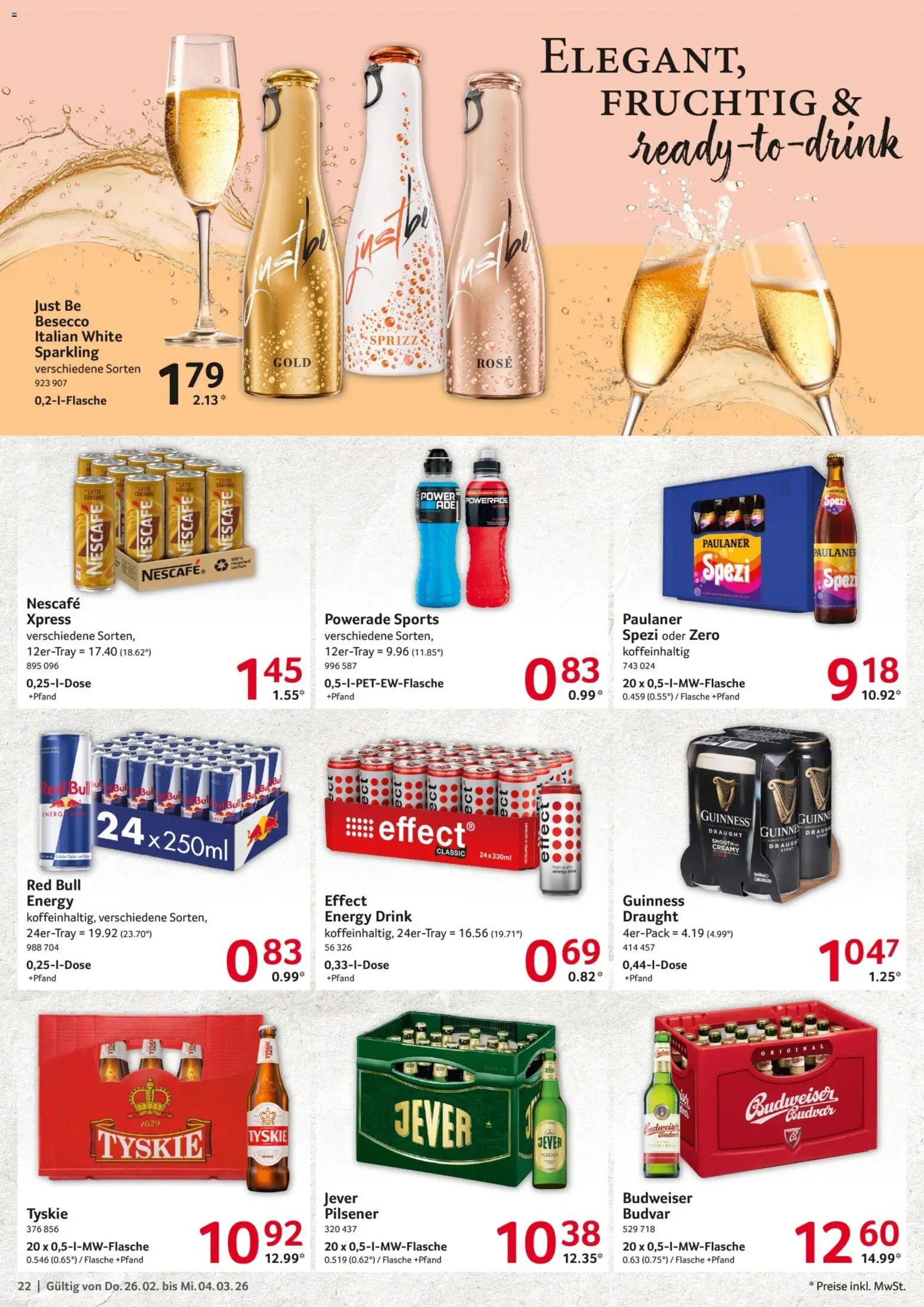 Selgros Prospekt 	 – gültig ab 26.02.2026 | Seite: 22 | Produkte: Nescafe, Tyskie, Powerade, Paulaner