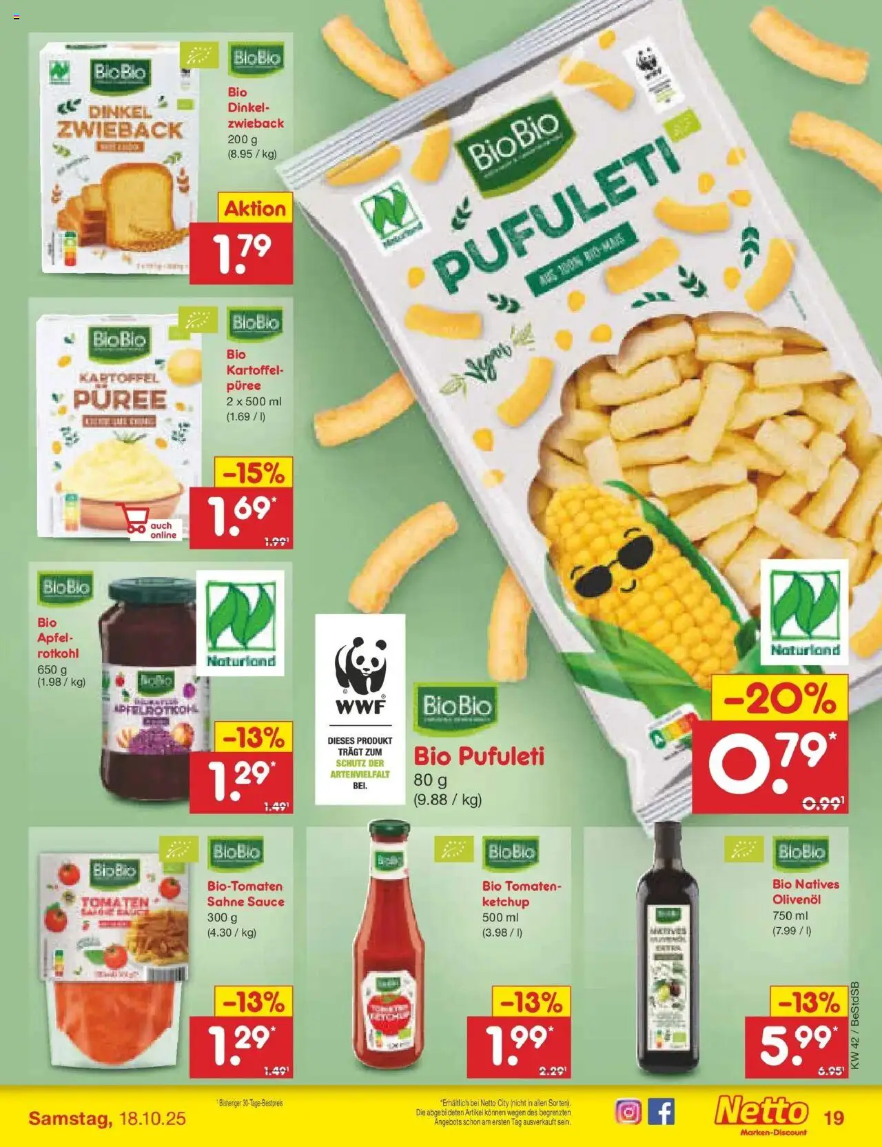 Netto Marken-Discount Prospekt 	 – gültig ab 13.10.2025 | Seite: 21 | Produkte: Rotkohl, Äpfel, Tomaten, Sahne