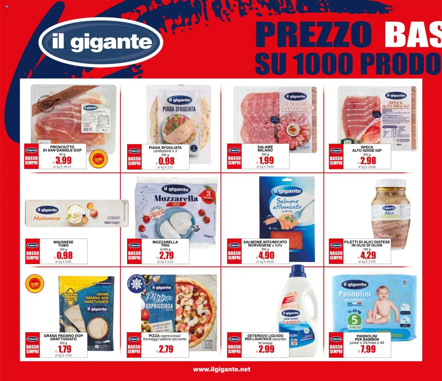 Volantino Il Gigante del 24.11.2025 | Pagina: 38 | Prodotti: Salmone, Gelato, Olio, Alici