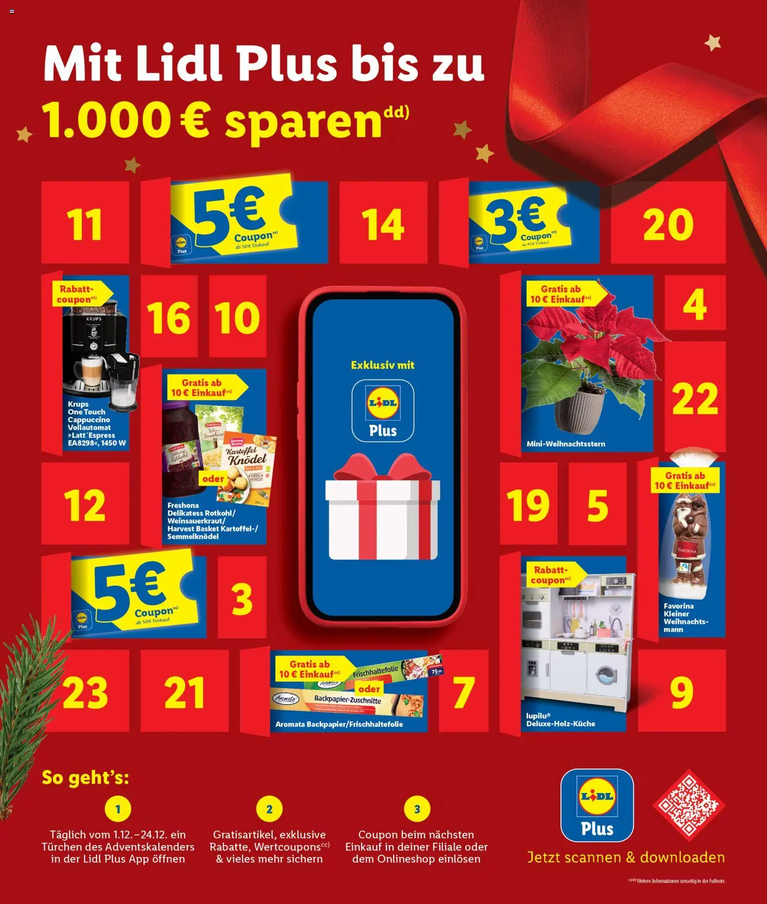 Lidl Plus Adventskalender – gültig ab 01.12.2025 | Seite: 2 | Produkte: Krups, Rotkohl
