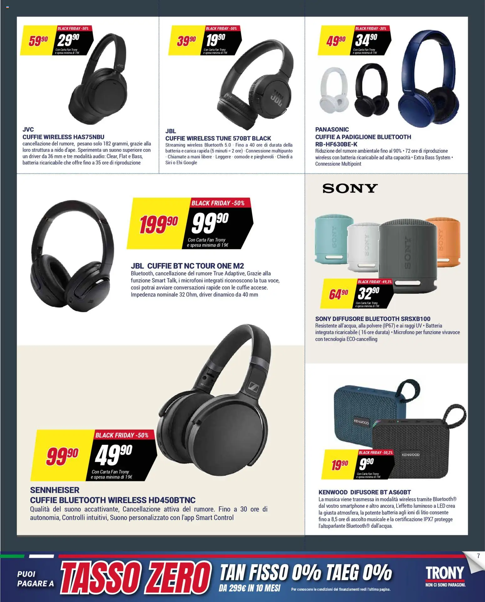 Volantino Trony volantino Sardegna del 19.03.2026 | Pagina: 7 | Prodotti: Audio, Cuffie, Microfono, Fan