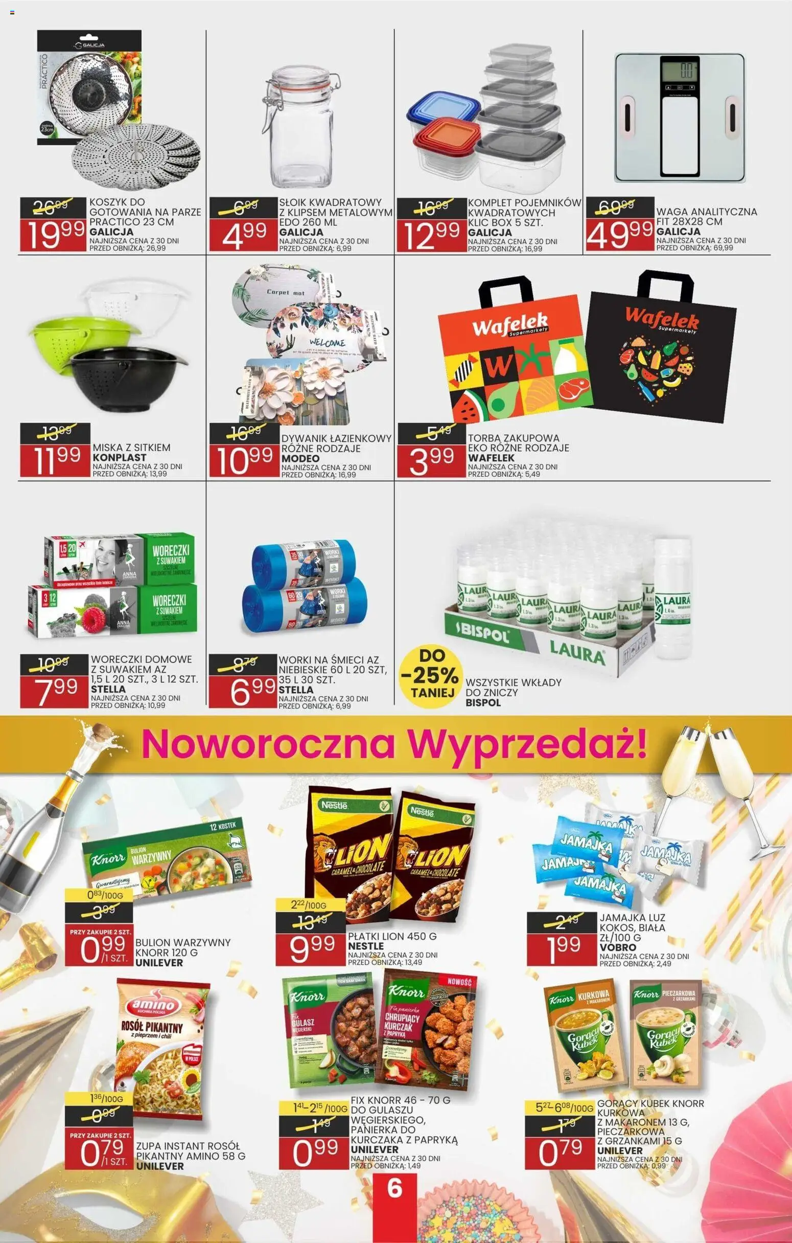 Wafelek Gazetka od 02.01.2026 | Strona: 6 | Produkty: Kurczak, Dywanik łazienkowy, Papryka, Woreczki z suwakiem