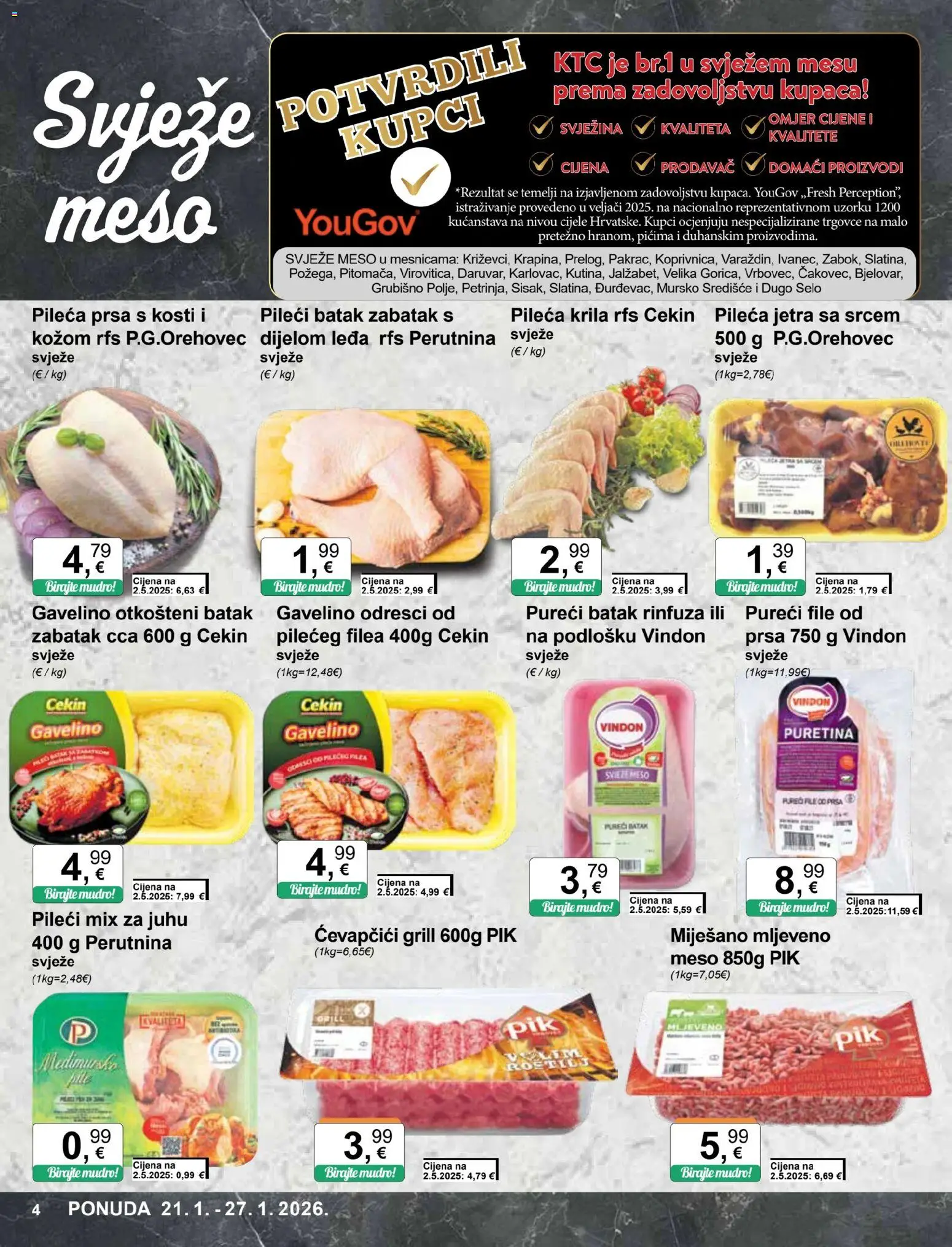 KTC katalog | vrijedi od 21.01.2026 | Stranica: 4 | Proizvodi: Puretina, Pileća krila, Meso, Ćevapčići