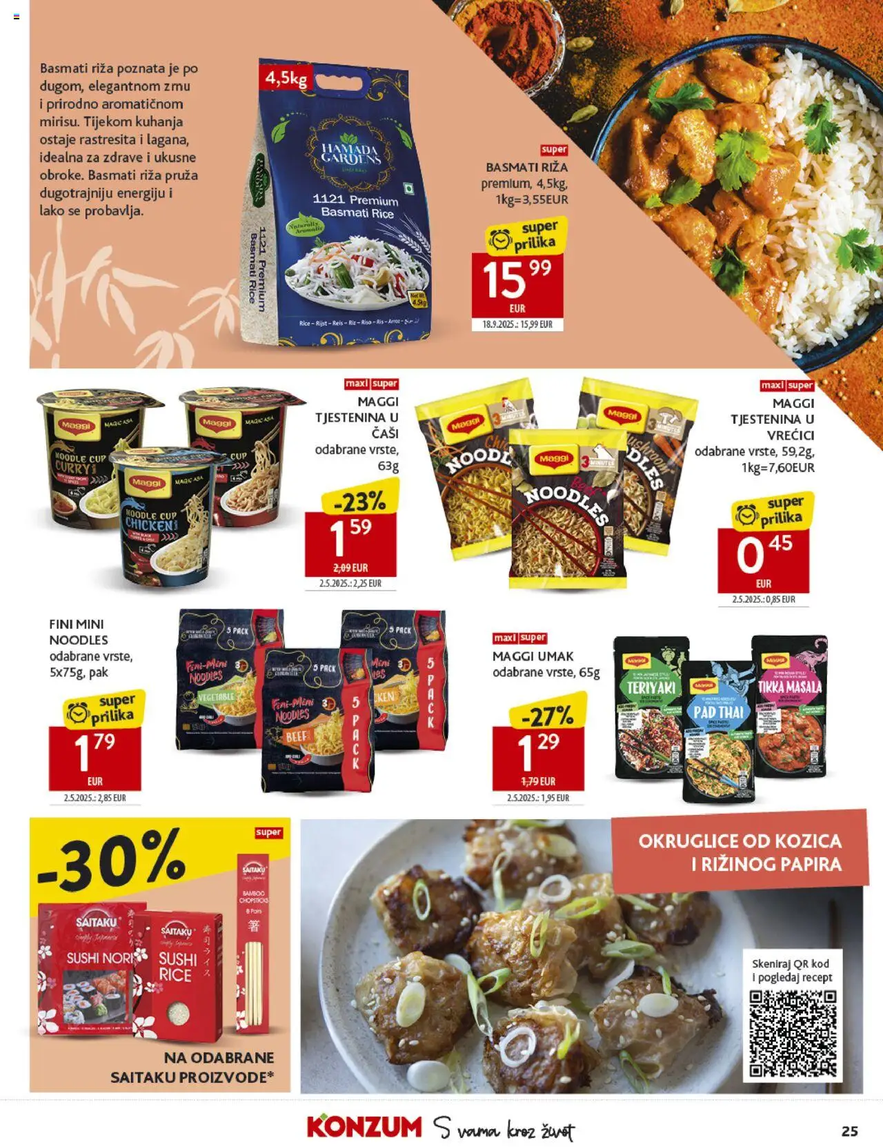 Konzum HR akciós ujság - amely érvényes a következő dátumtól: 08.10.2025 | Oldal: 25 | Termékek: Sushi, Maggi