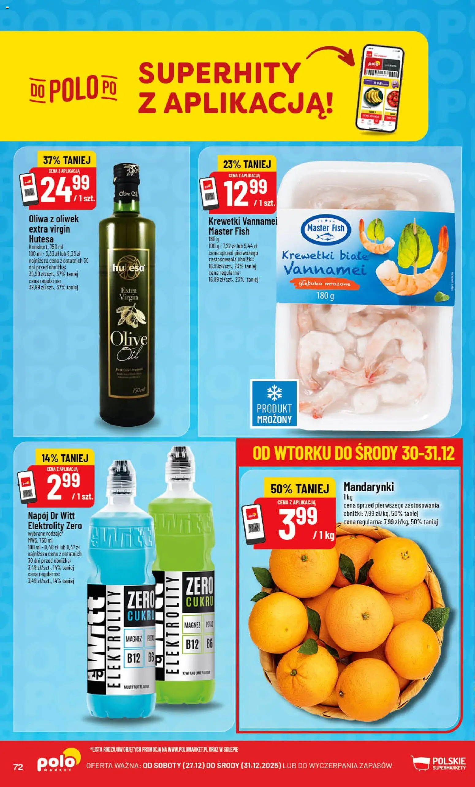 POLOmarket Gazetka od 27.12.2025 | Strona: 72 | Produkty: Krewetki, Krewetki białe, Krewetki vannamei, Mandarynki