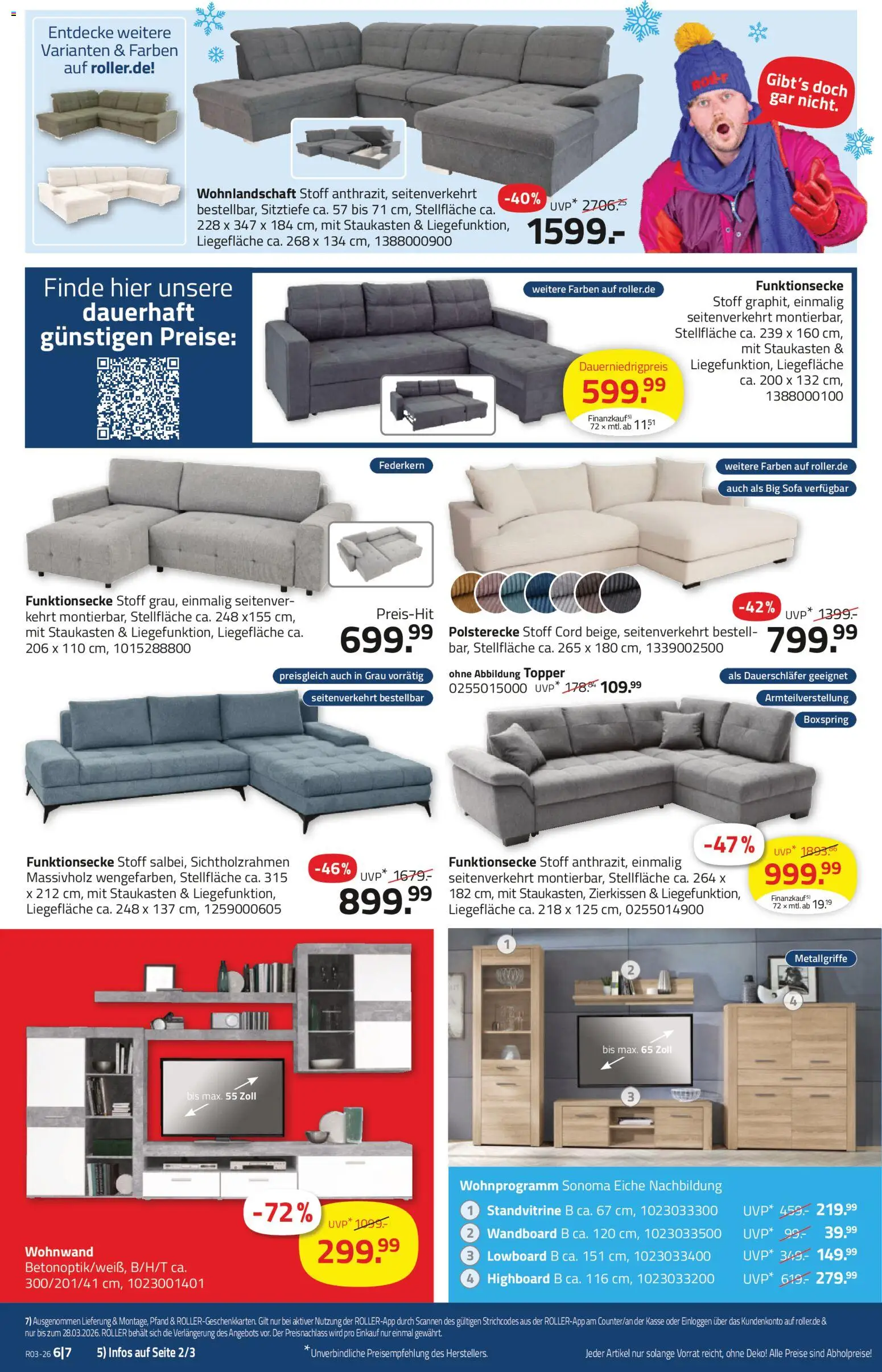 Roller Prospekt 	 – gültig ab 11.01.2026 | Seite: 8 | Produkte: Wohnwand, Lowboard, Wandboard, Sofa